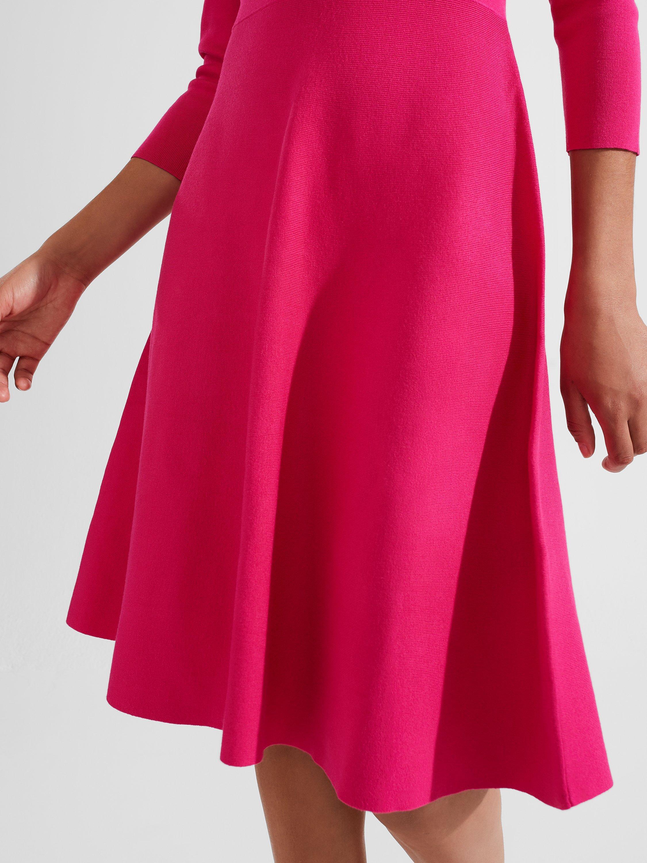 Hobbs Hailey Knitted Dress, Sapphire Pink, 16