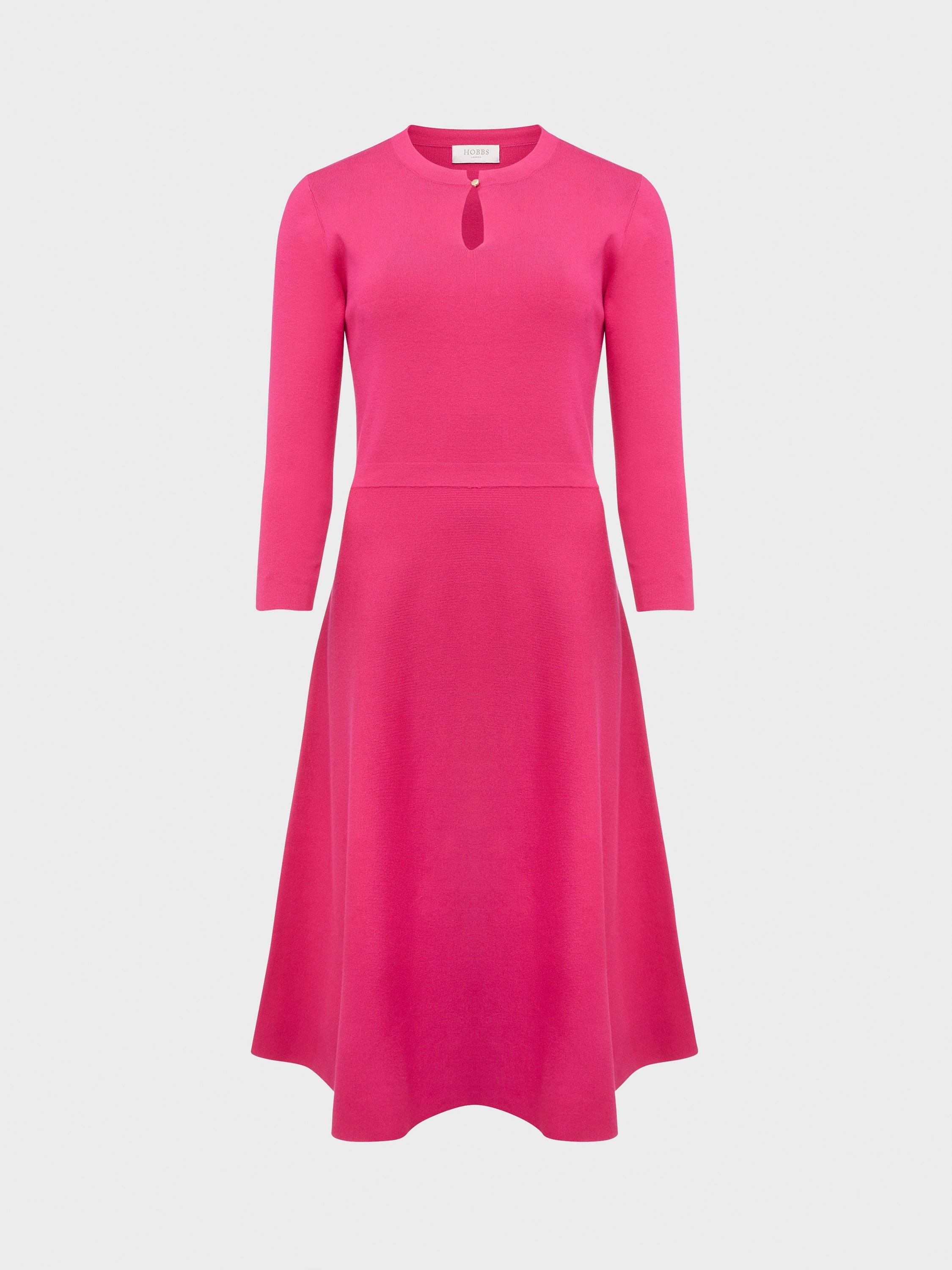 Hobbs Hailey Knitted Dress, Sapphire Pink, 16