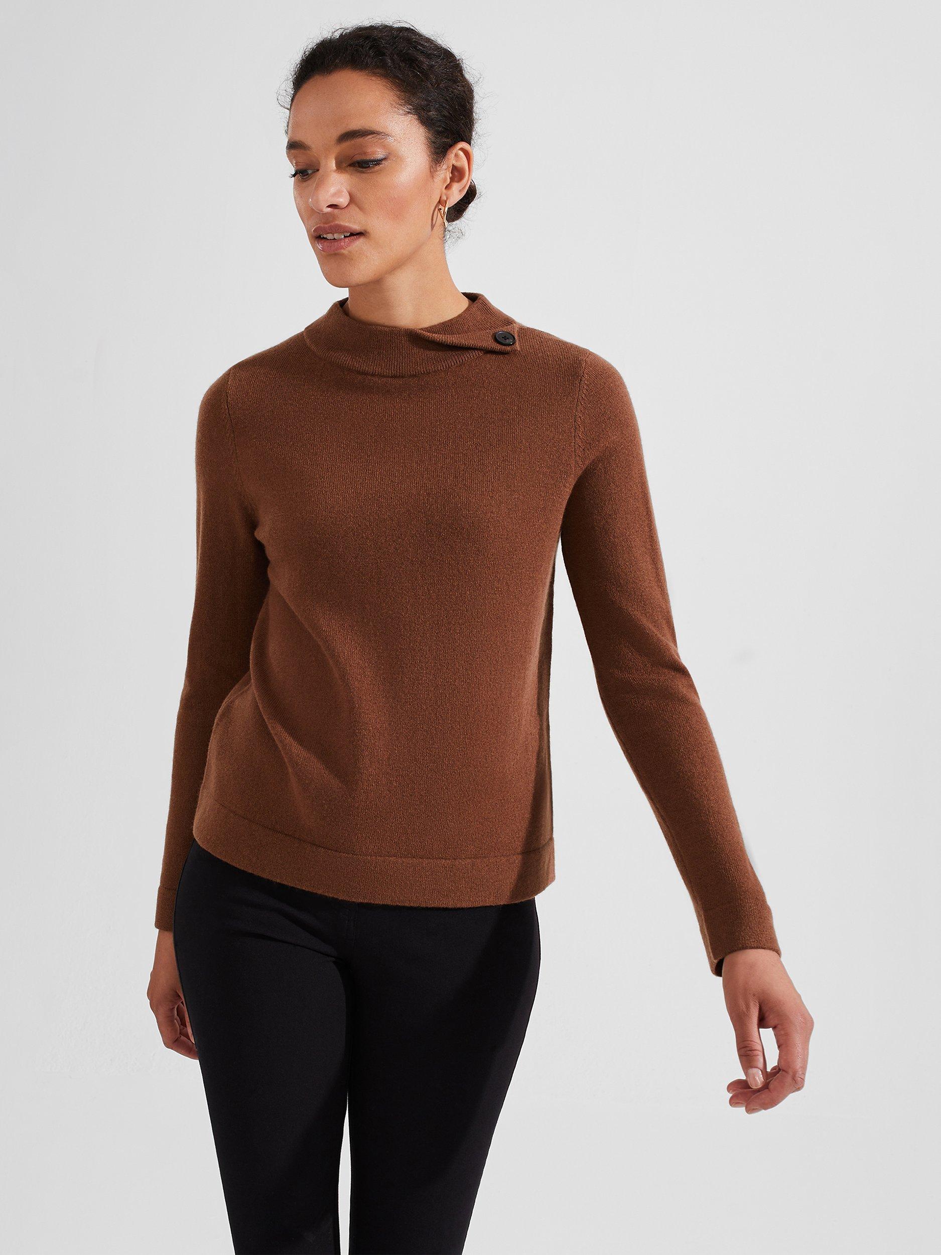 Hobbs Talia Wool Cashmere Blend Jumper, Toffee