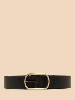 White Stuff Reversible Leather Belt, Black, Black