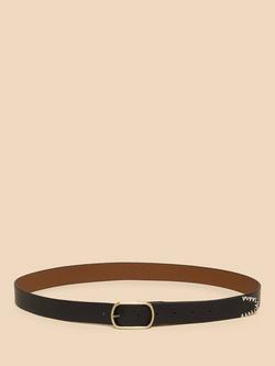 White Stuff Reversible Leather Belt, Black - view 2, Black