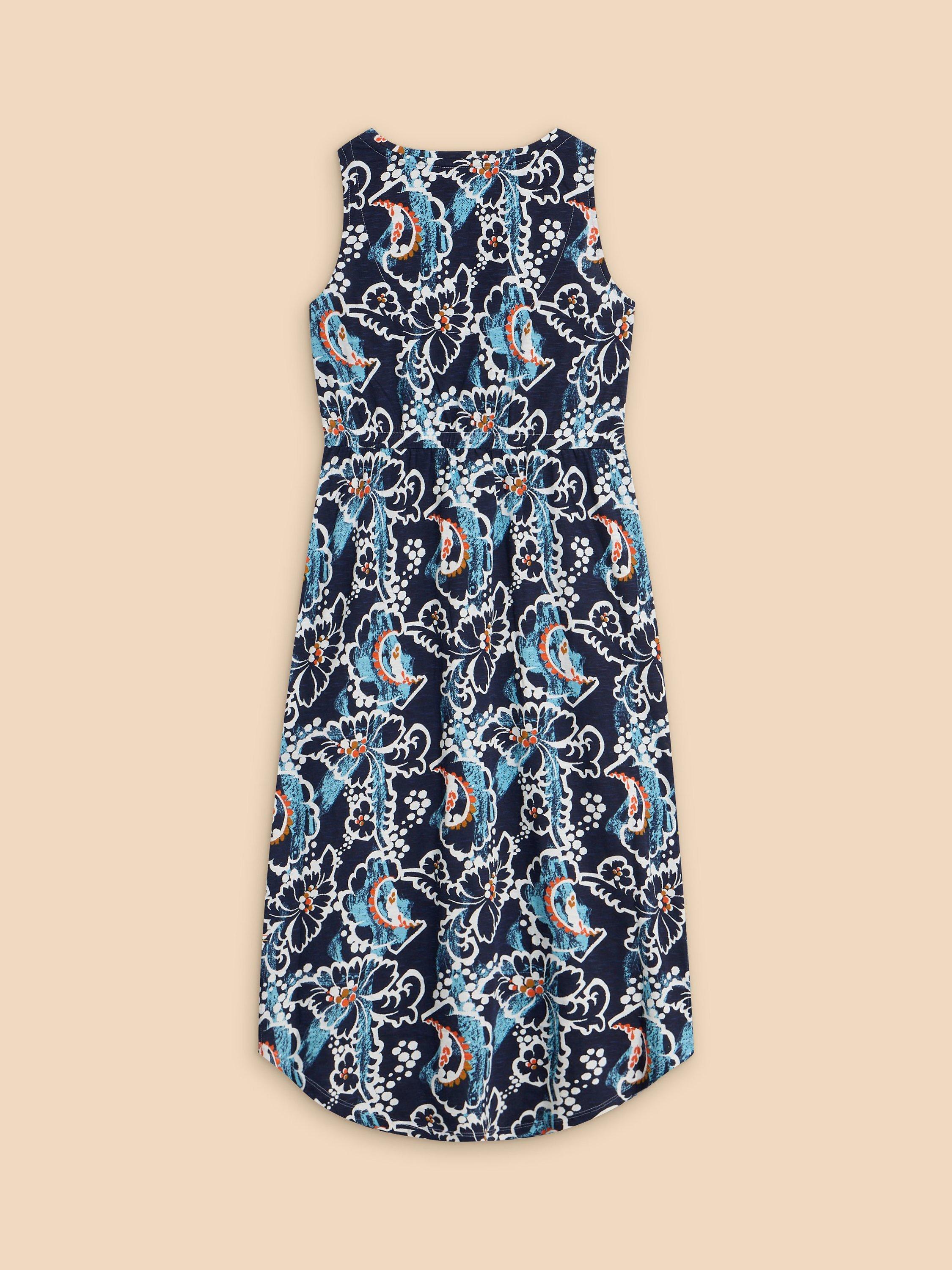 Product image 7 of 7, which shows White Stuff Heidi V-Neck Midi Dress, Navy/Multi, XS