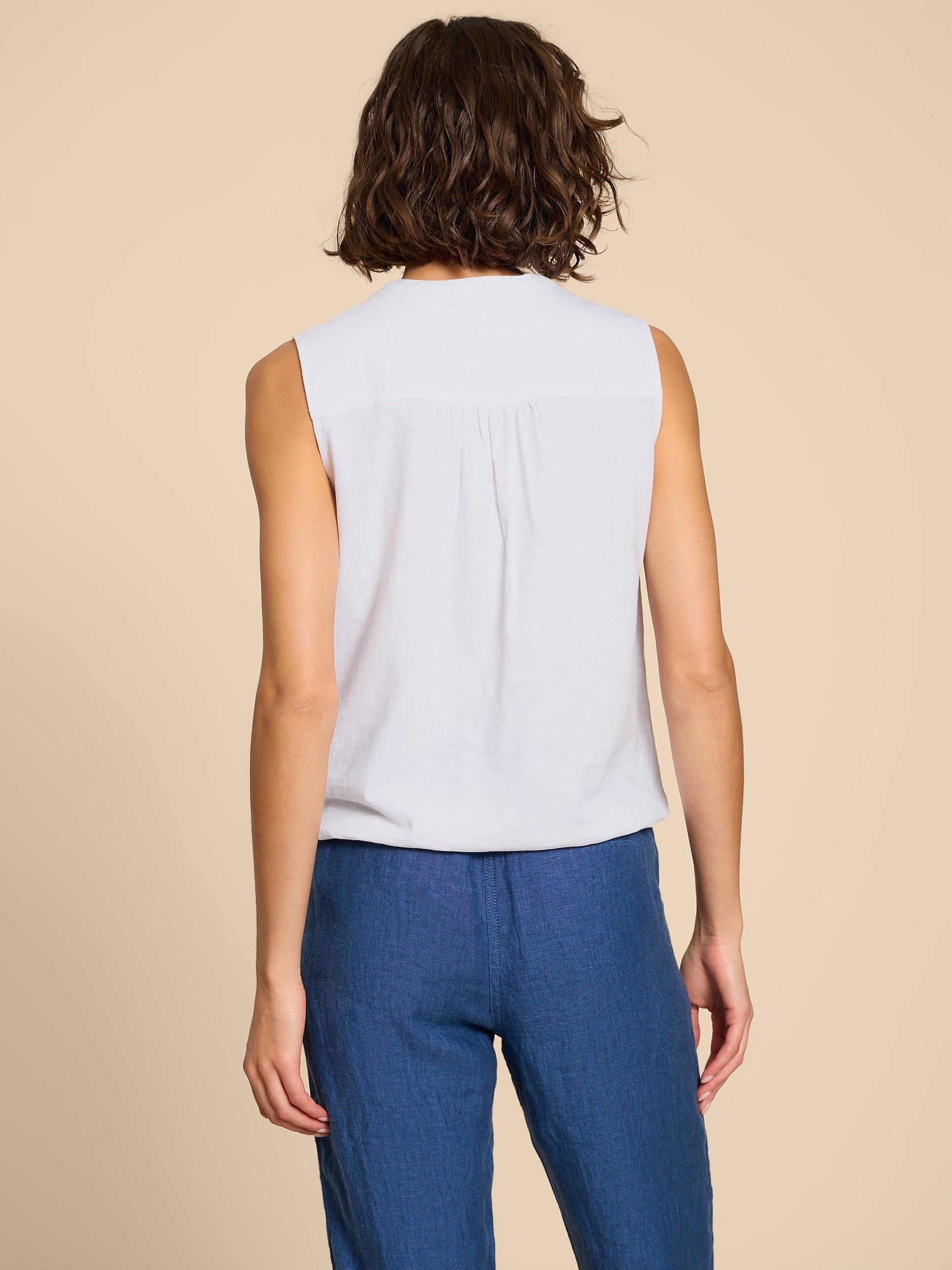 Product image 2 of 7, which shows White Stuff Tulip Jersey Sleeveless Top, Pale Ivory, 6