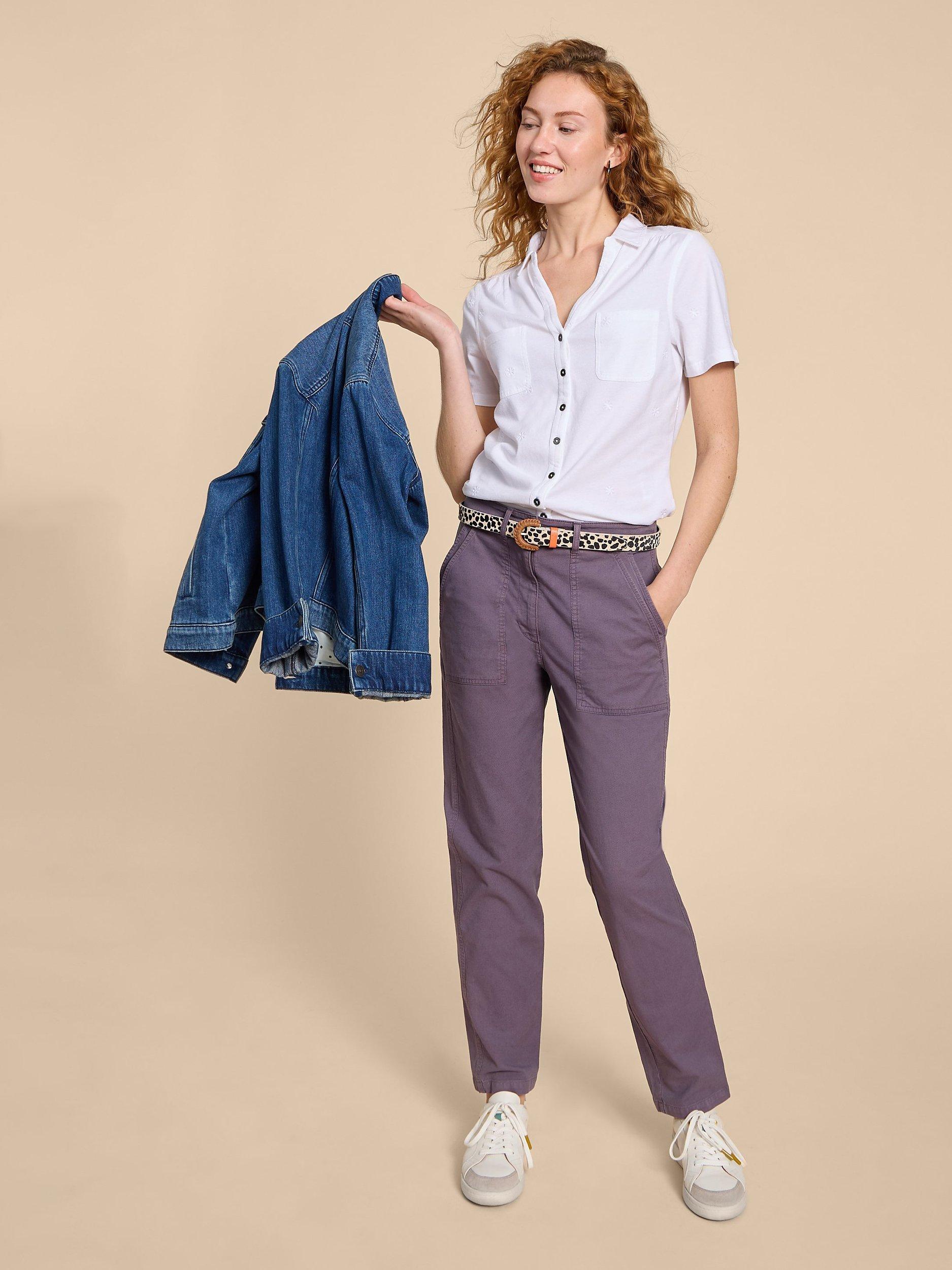 Product image 3 of 7, which shows White Stuff Penny Pocket Embroidered Shirt, Pale Ivory, 6