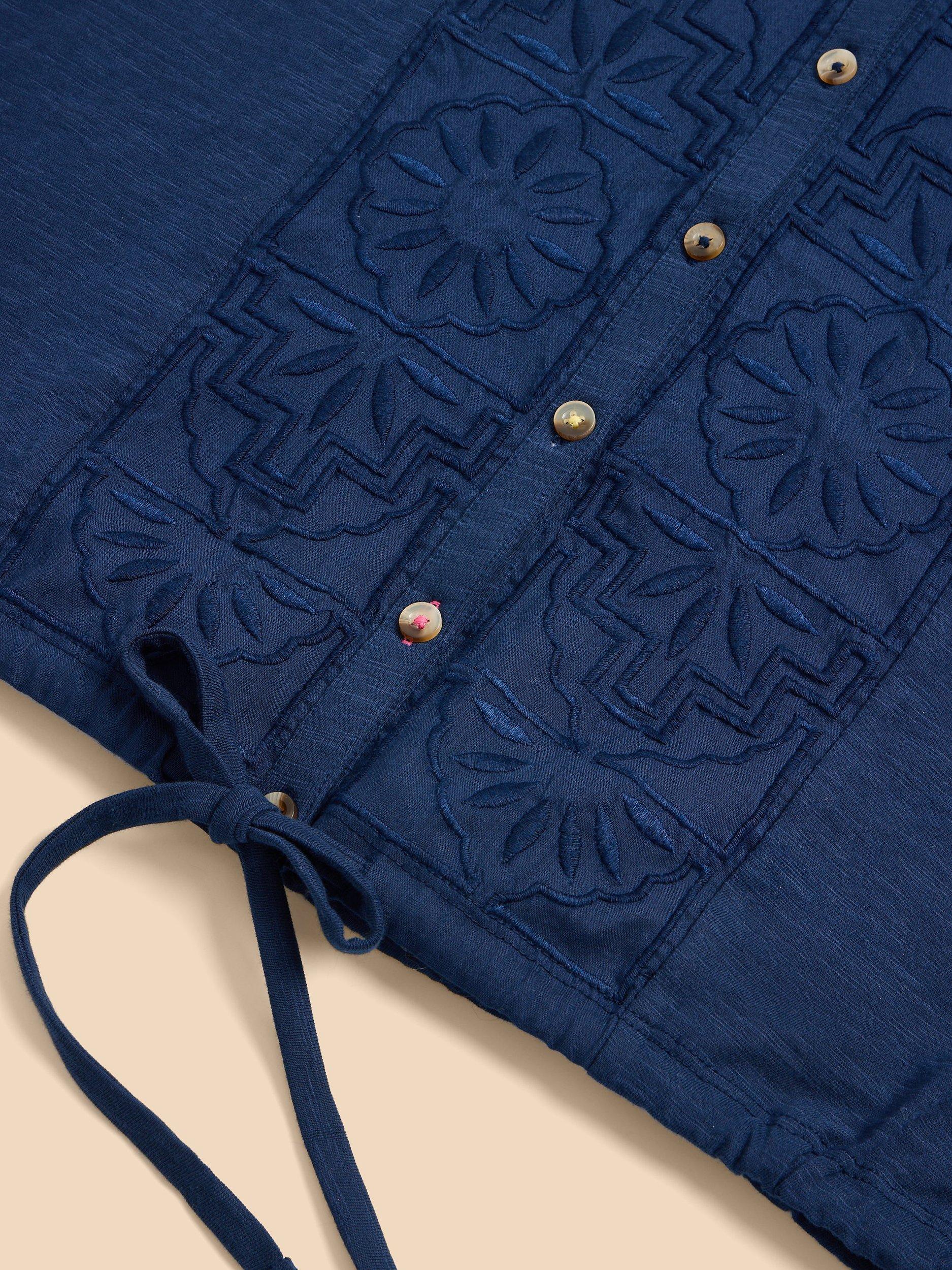 Product image 6 of 7, which shows White Stuff Tulip Jersey Sleeveless Shirt, Navy, 6
