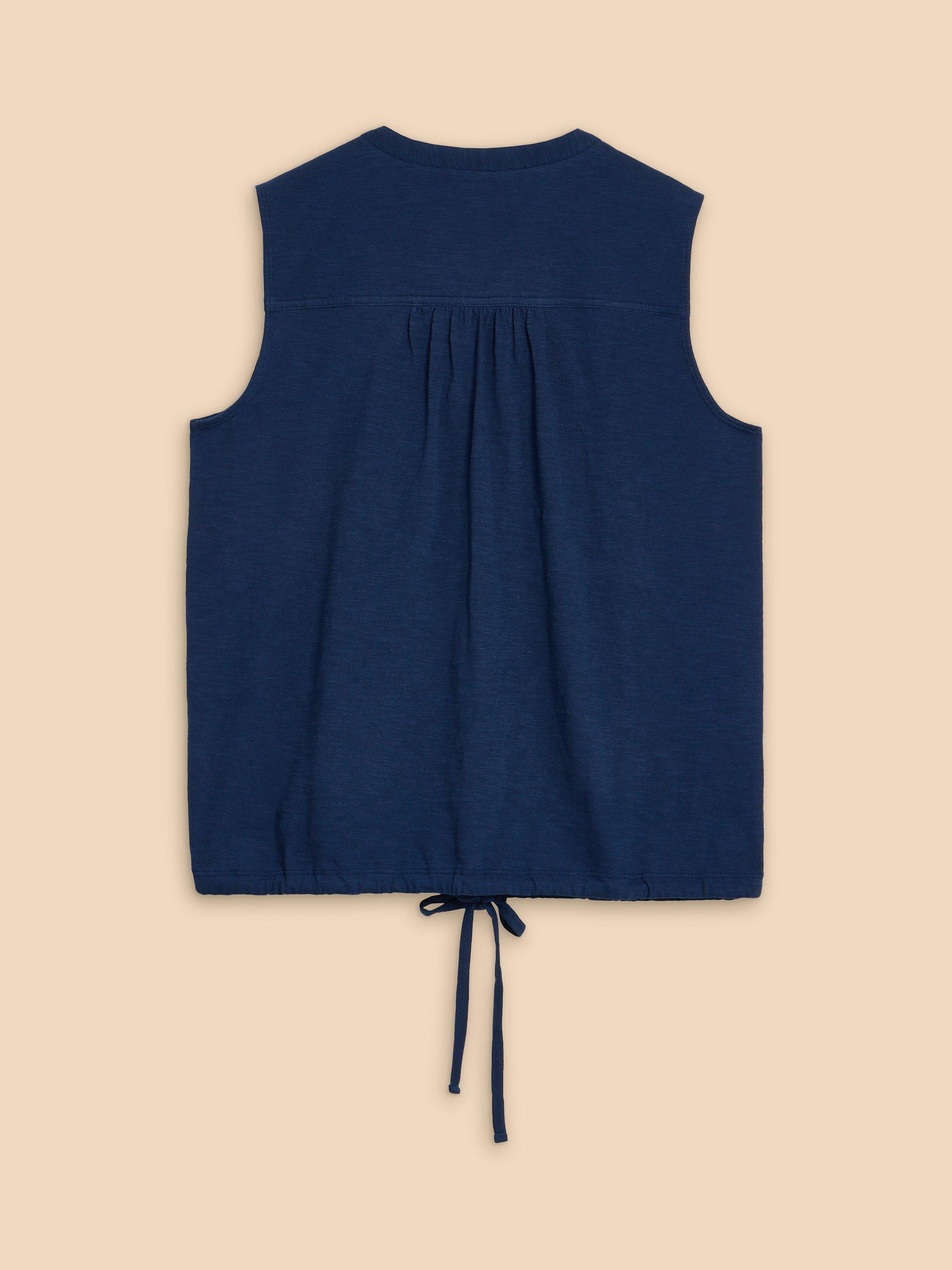 Product image 7 of 7, which shows White Stuff Tulip Jersey Sleeveless Shirt, Navy, 6