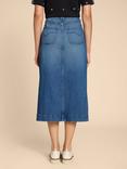 White Stuff Allie Denim Midi Skirt, Light Blue