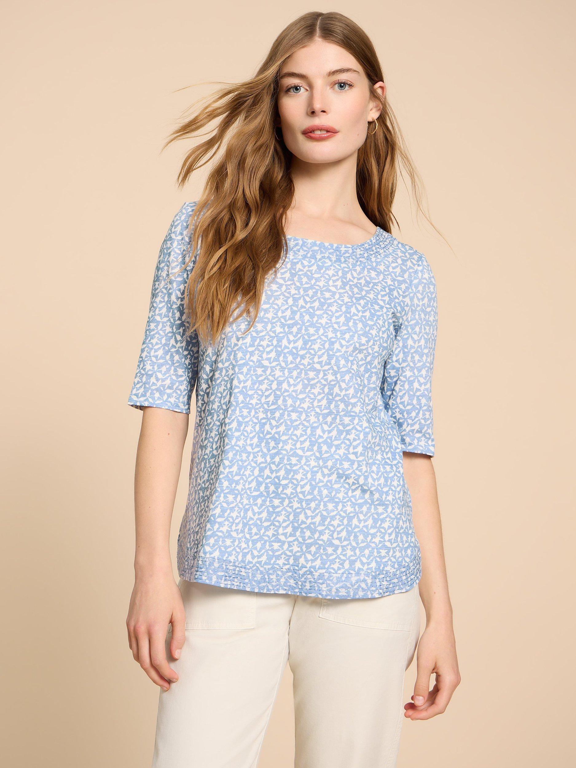 Product image 1 of 7, which shows White Stuff Weaver Jersey Top, Blue, 6