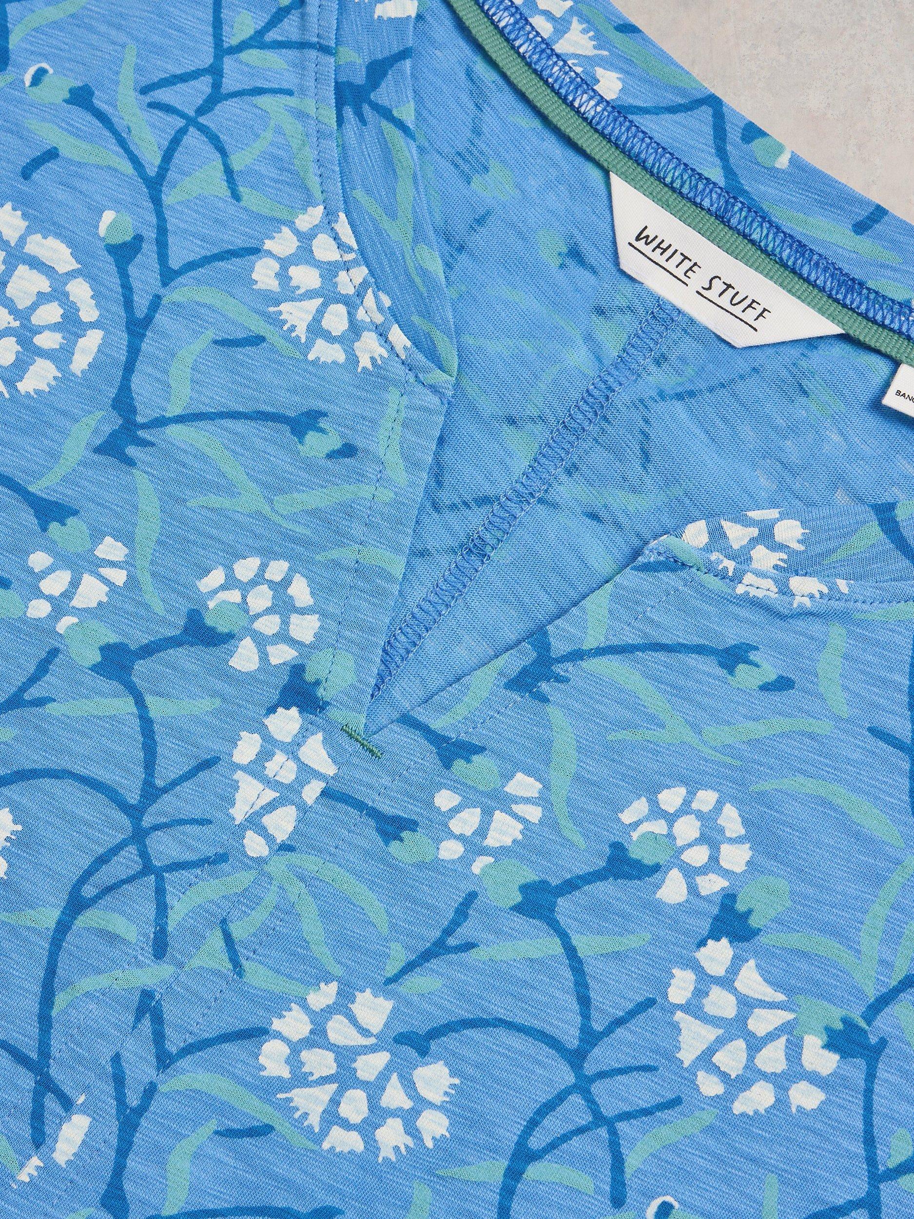 Product image 6 of 7, which shows White Stuff Nelly Notch Neck T-Shirt, Blue, 6