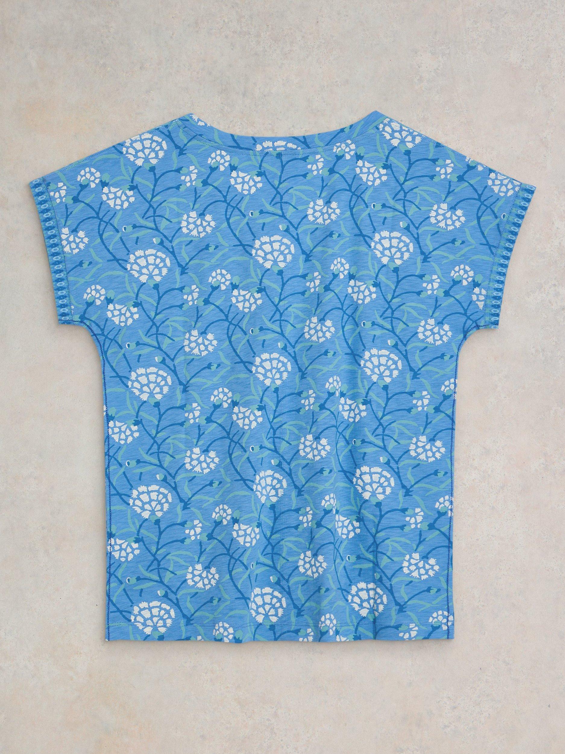 Product image 7 of 7, which shows White Stuff Nelly Notch Neck T-Shirt, Blue, 6