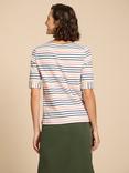 White Stuff Sydney Boat Neck Stripe T-Shirt, Ivory/Multi