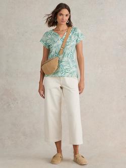 White Stuff Nelly Notch Neck T-Shirt, Teal, Teal