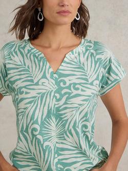 White Stuff Nelly Notch Neck T-Shirt, Teal - view 2, Teal