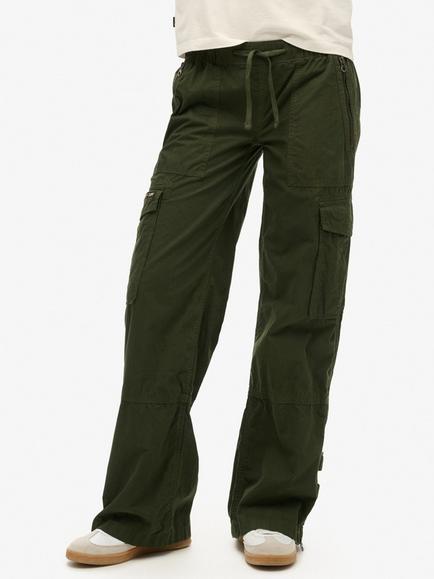 Superdry Low Rise Wide Leg Cargo Trousers, Surplus Goods Olive Green - view 2, Surplus Goods Olive Green