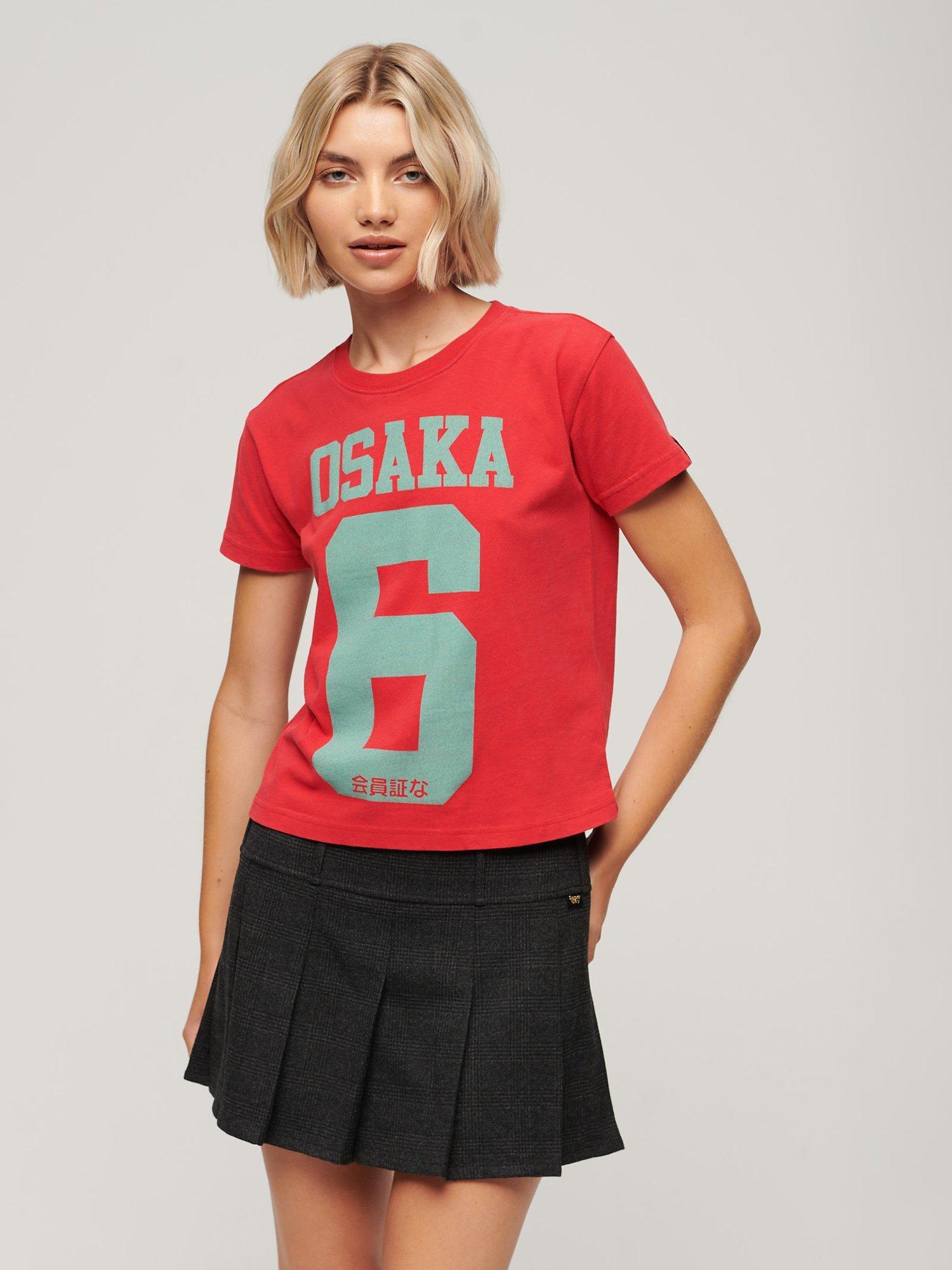 Superdry Osaka 6 Kiss Print 90's T-Shirt, Rebel Red/Multi, 6