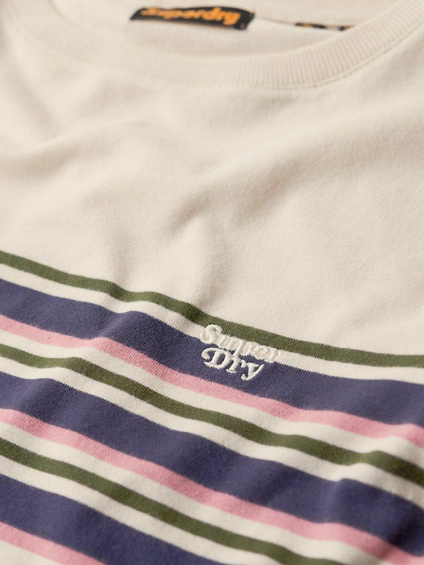 Product image 4 of 5, which shows Superdry Vintage Stripe Cropped T-Shirt, Oatmeal/Multi, 6