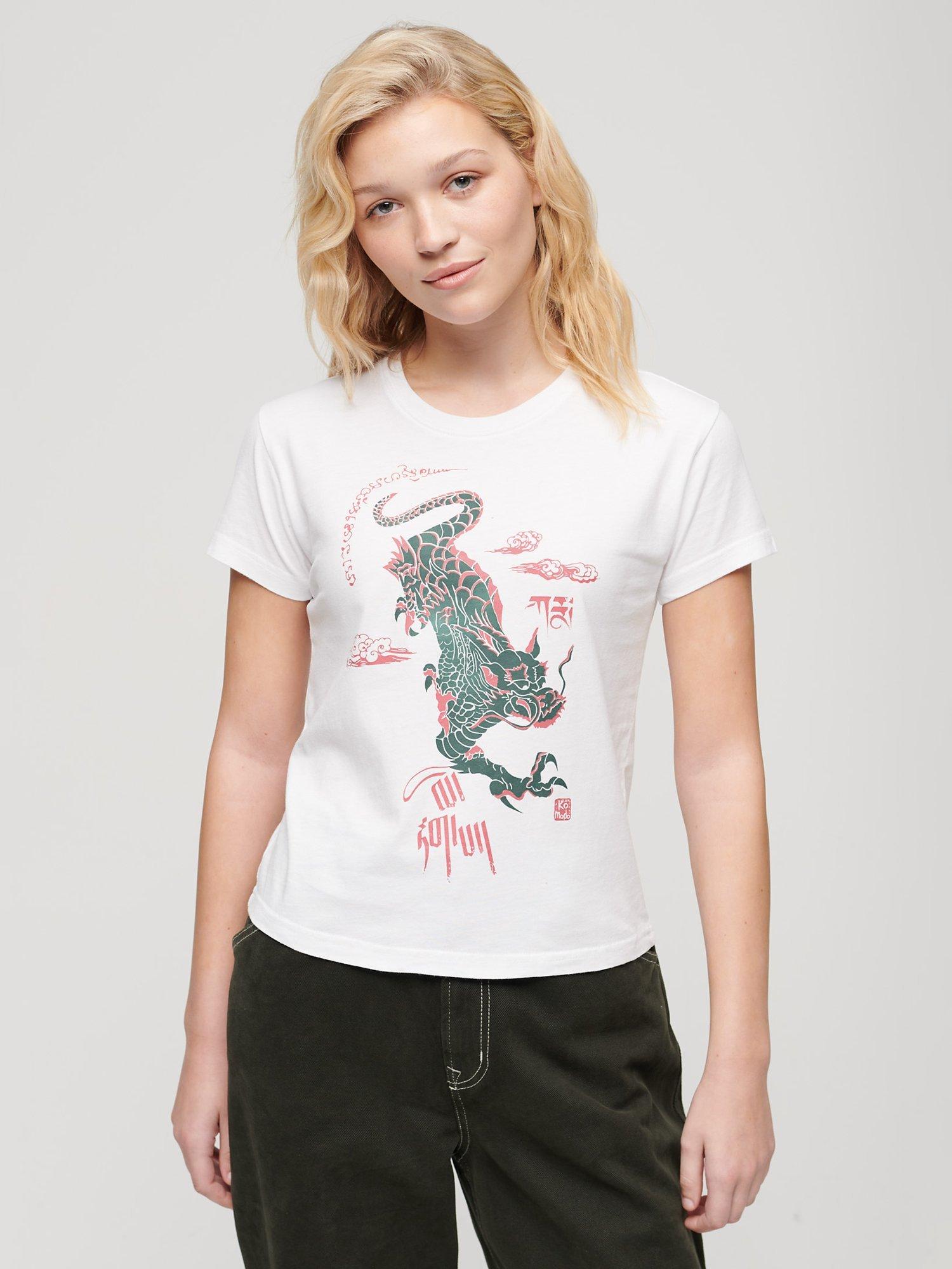 Superdry Komodo X Superdry Kailash Dragon T-Shirt, White/Multi