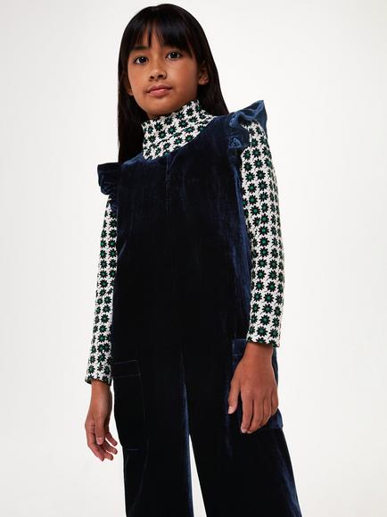 Whistles Kids' Evelyn Velvet Jumpsuit, Navy - view 2, Navy