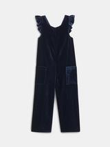 Whistles Kids' Evelyn Velvet Jumpsuit, Navy