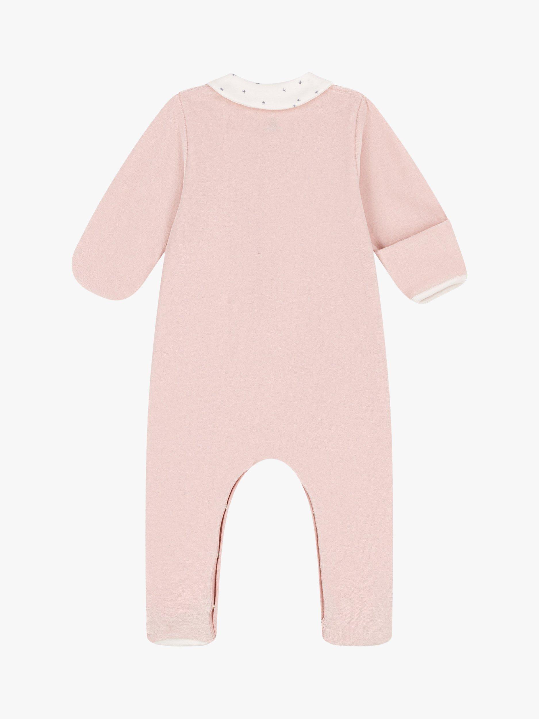 Product image 2 of 3, which shows Petit Bateau Baby Star Print Collar Sleepsuit, Saline, 12 months