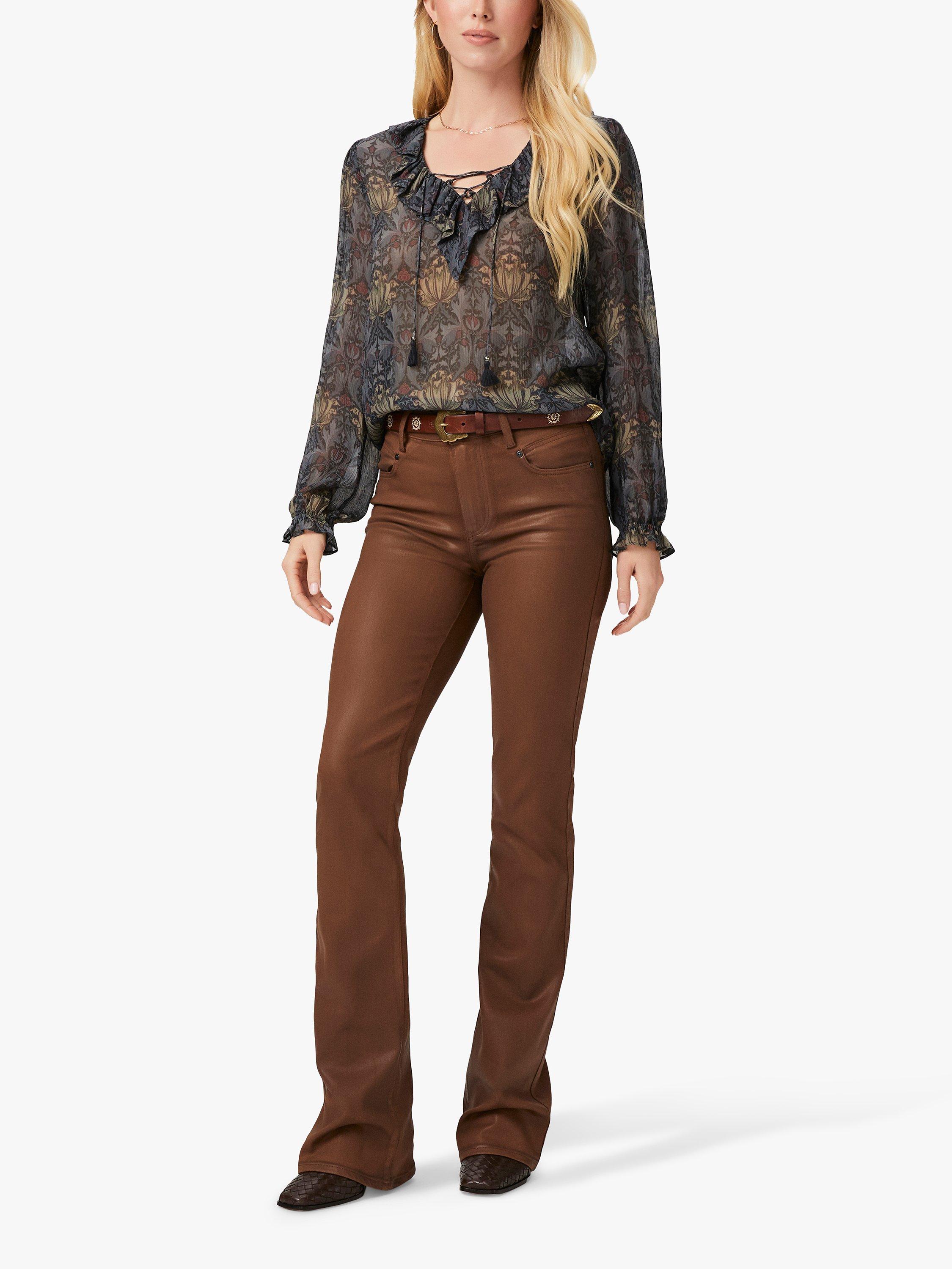 PAIGE x Morris & Co. Ilara Silk Print Blouse, Charcoal/Iced Slate