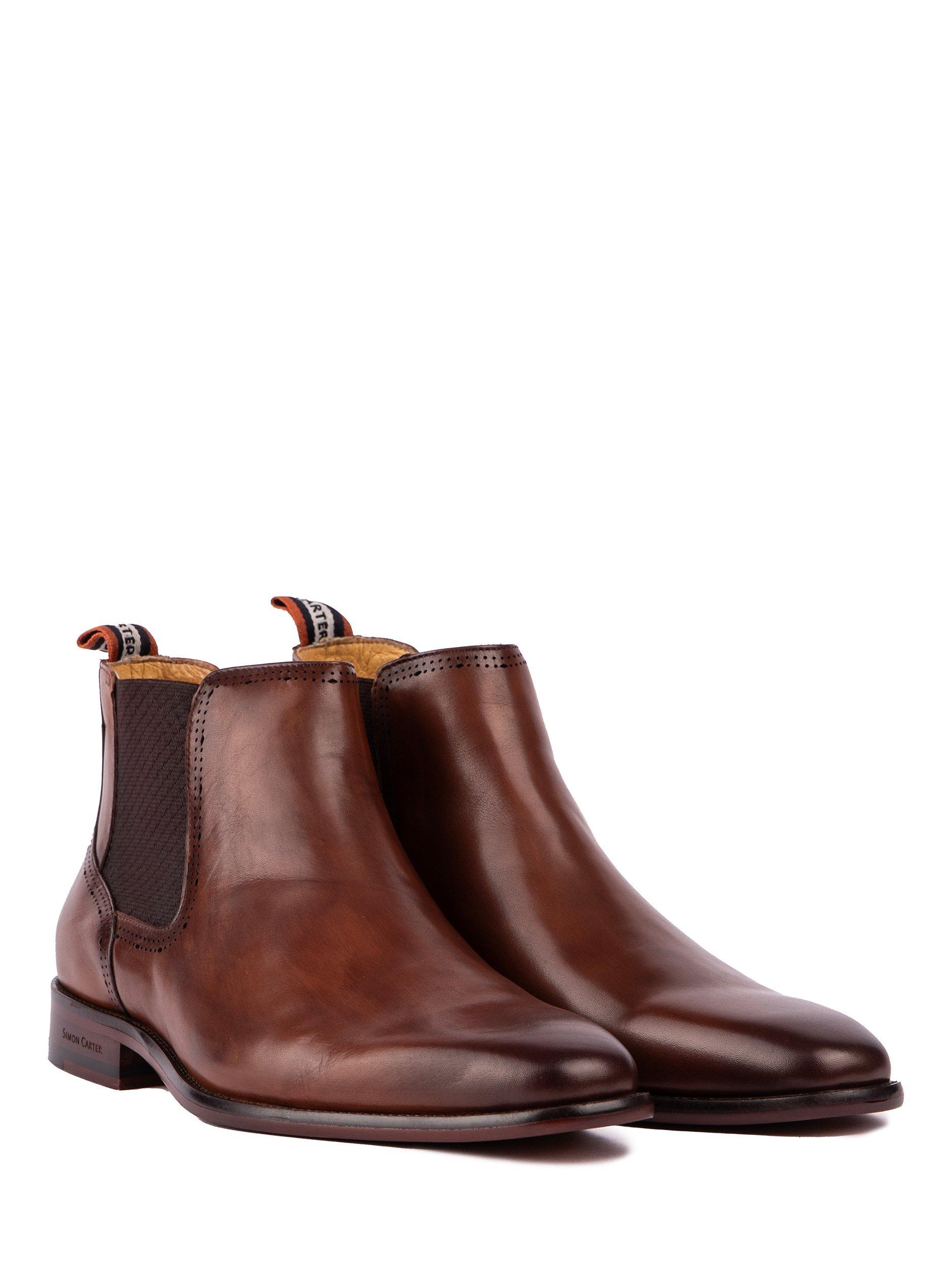 Product image 2 of 5, which shows Simon Carter Astrex Leather Chelsea Boots, Tan, 7