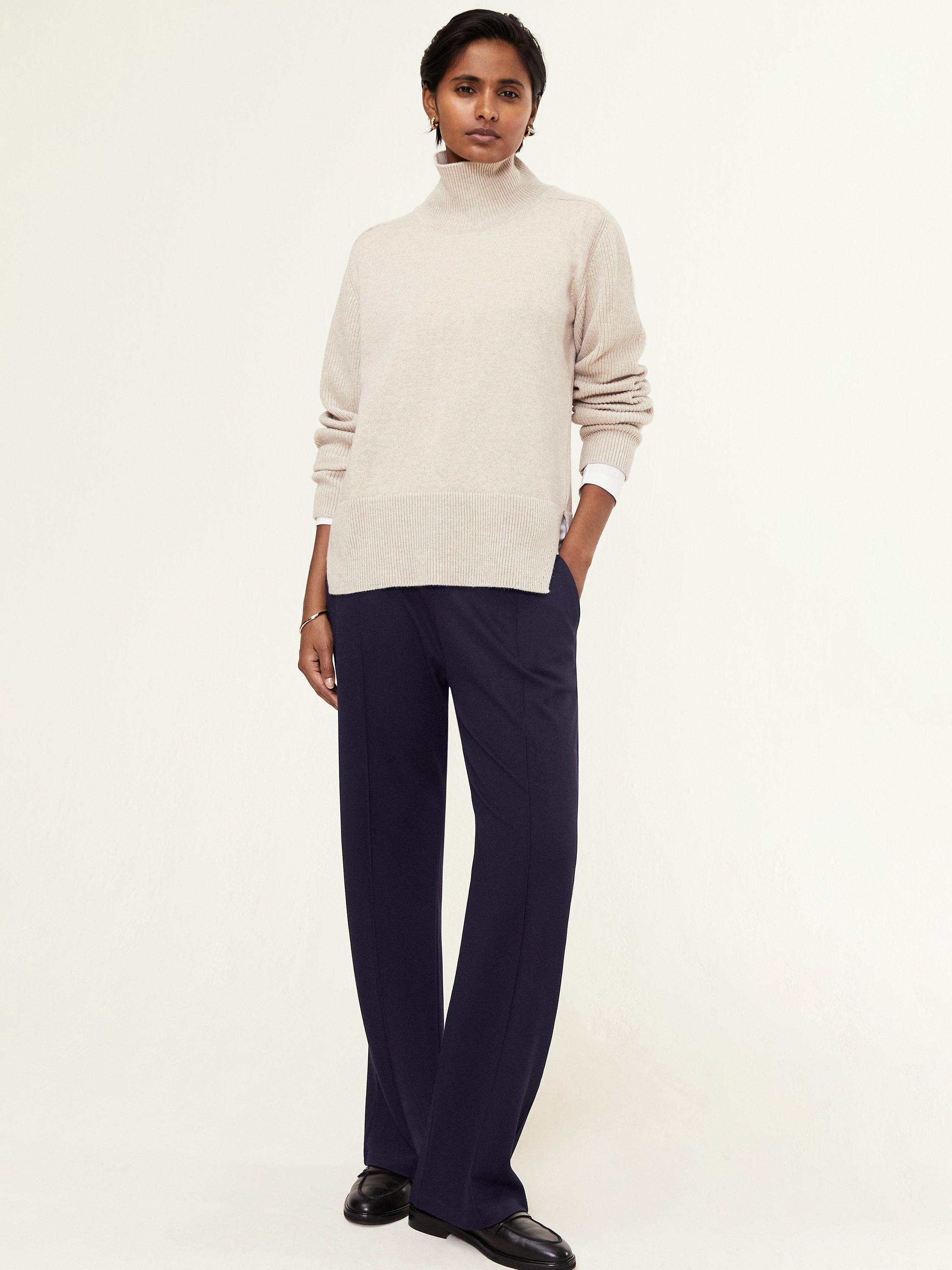 Product image 1 of 4, which shows Baukjen Marian Wide Leg Trousers, Classic Navy, 12