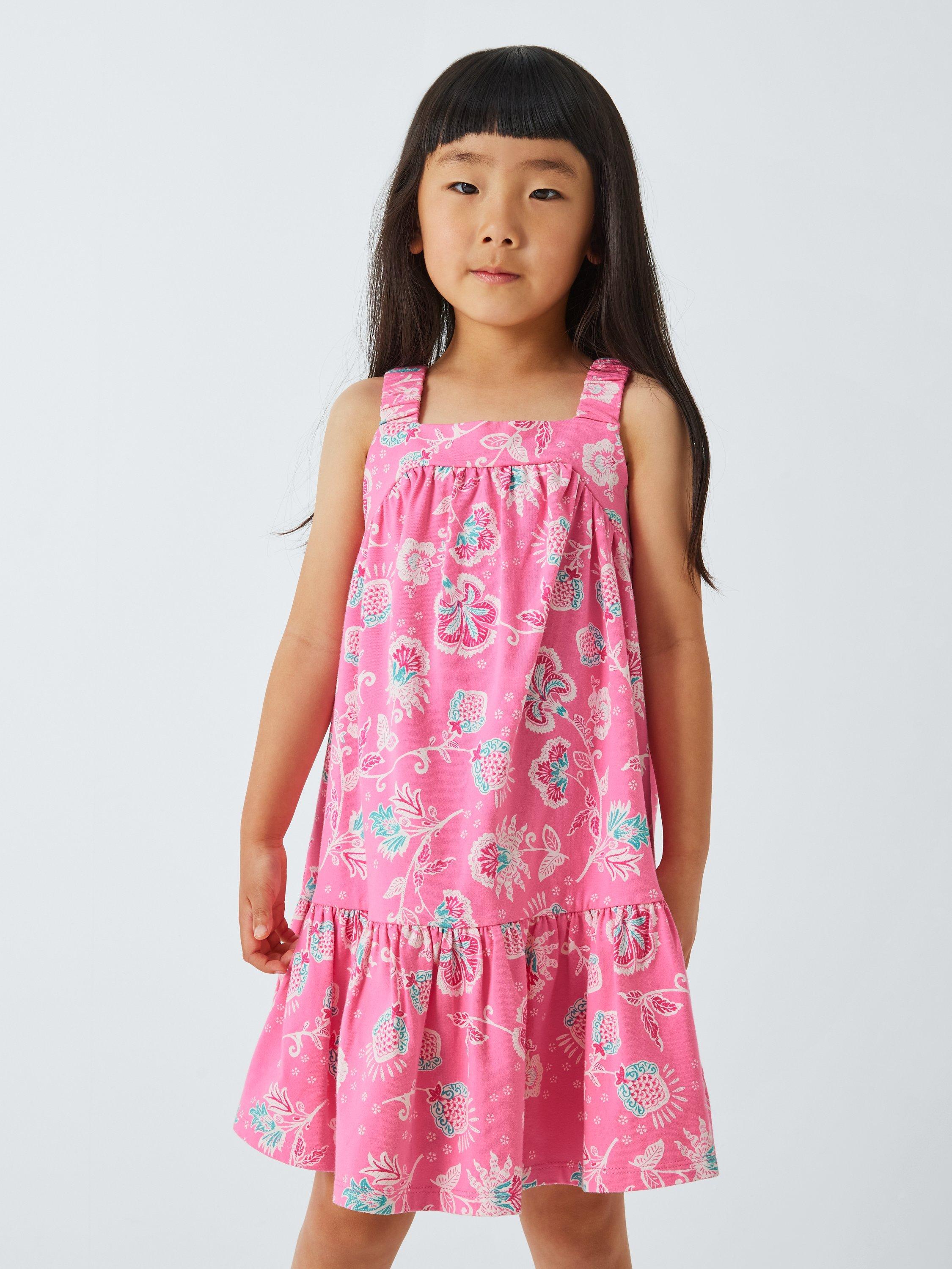 John Lewis Kids Floral Jersey Swing Dress Pink