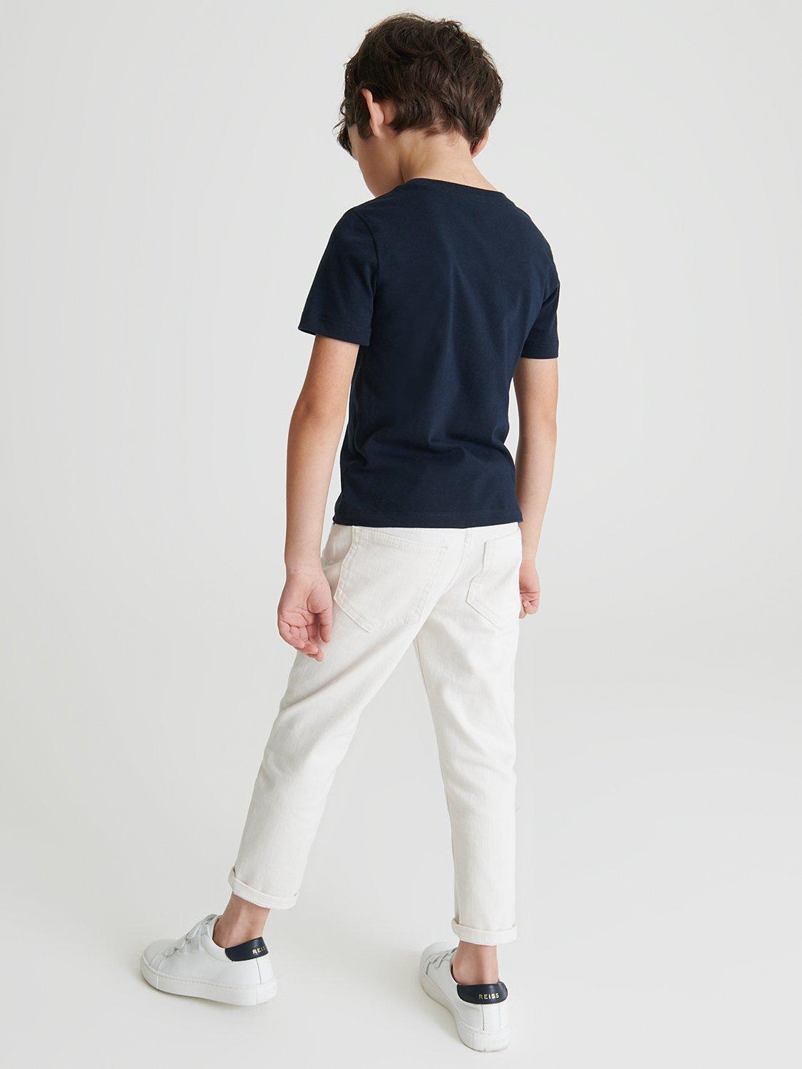 Product image 4 of 5, which shows Reiss Kids' Bless Crew Neck Cotton T-Shirt, Navy, 9-10 years