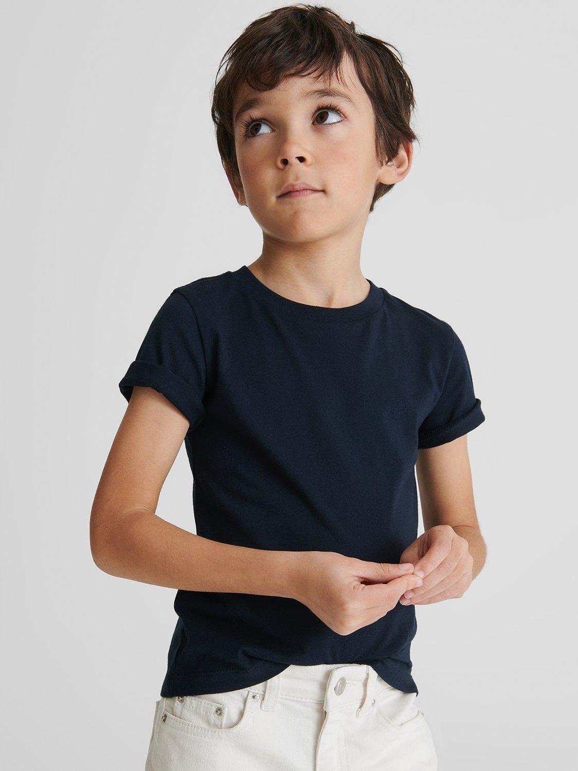Product image 2 of 5, which shows Reiss Kids' Bless Crew Neck Cotton T-Shirt, Navy, 9-10 years