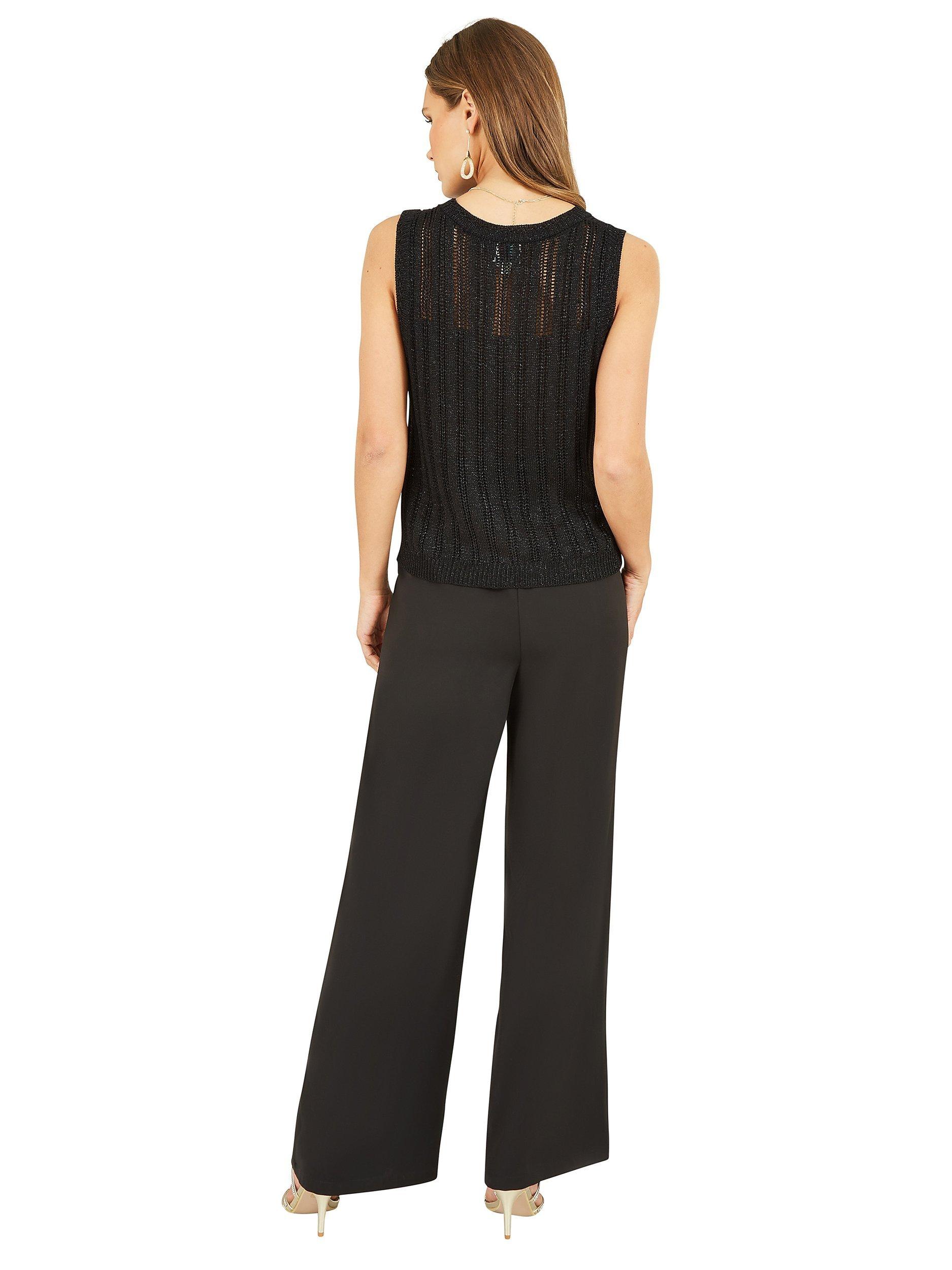 Product image 3 of 5, which shows Yumi Lurex Knitted Tank Top, Black, S