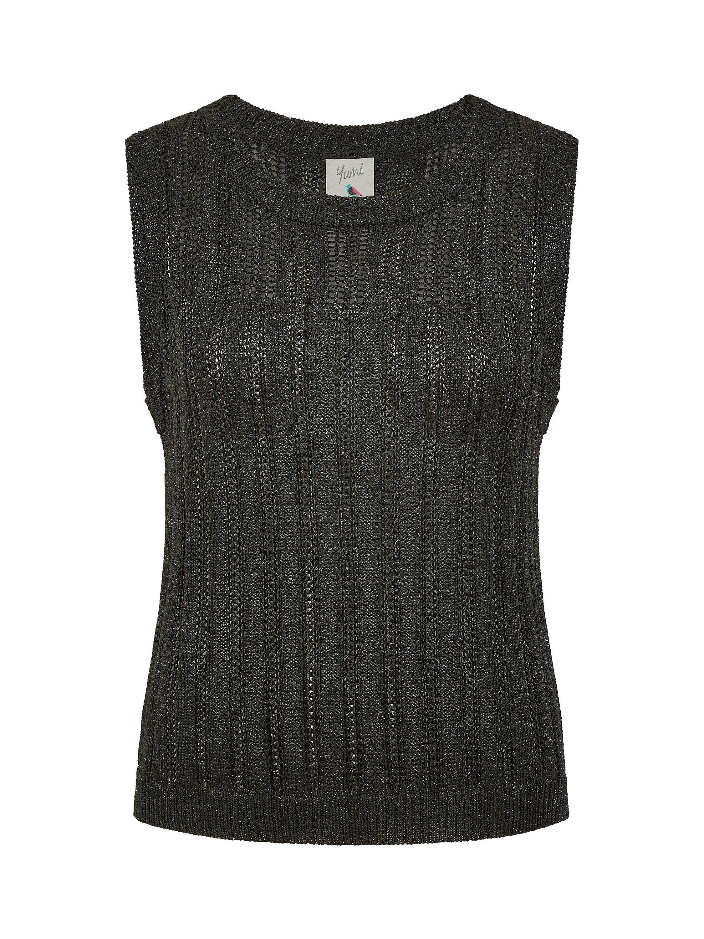 Product image 5 of 5, which shows Yumi Lurex Knitted Tank Top, Black, S