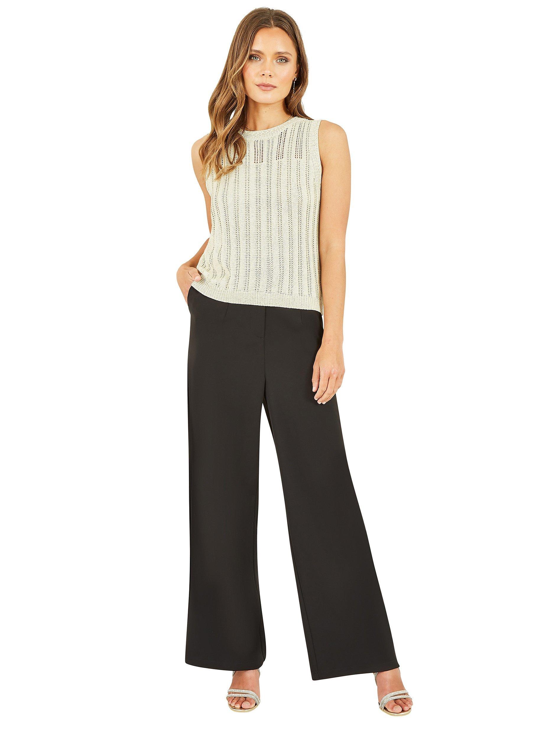 Product image 2 of 5, which shows Yumi Lurex Knitted Tank Top, Gold, S