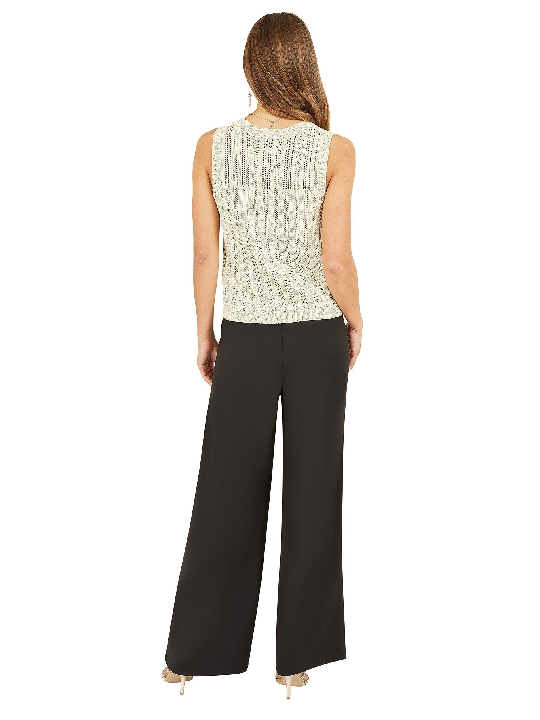 Product image 3 of 5, which shows Yumi Lurex Knitted Tank Top, Gold, S