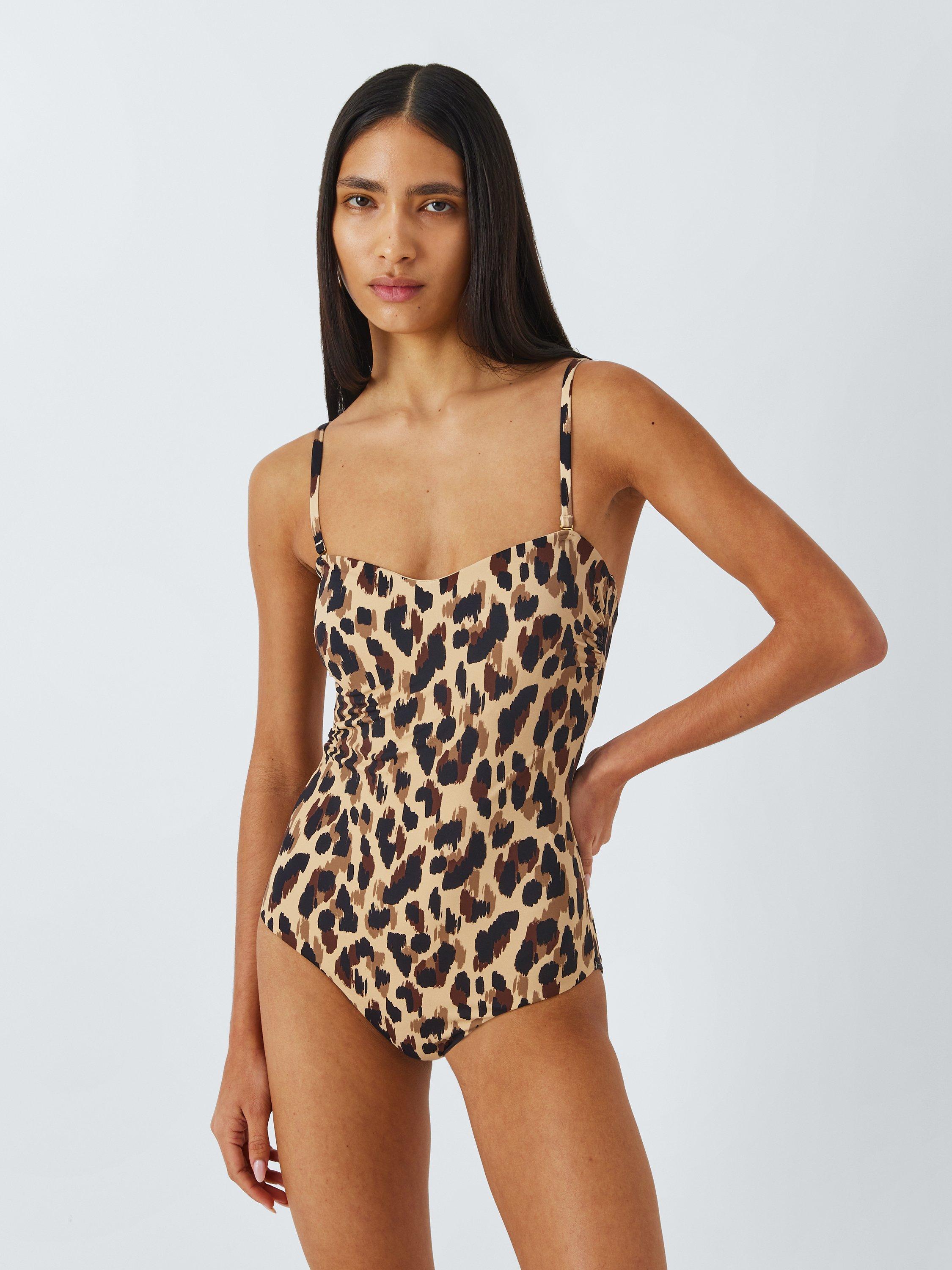 John Lewis Savannah Animal Print Swimsuit Brown