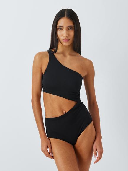 John Lewis Palma Textured Swimsuit, Black, Black
