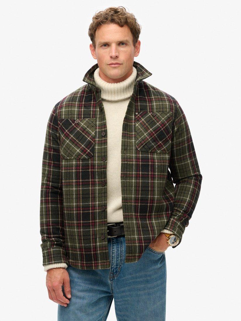 Superdry TMS Quilted Overshirt, Green/Multi