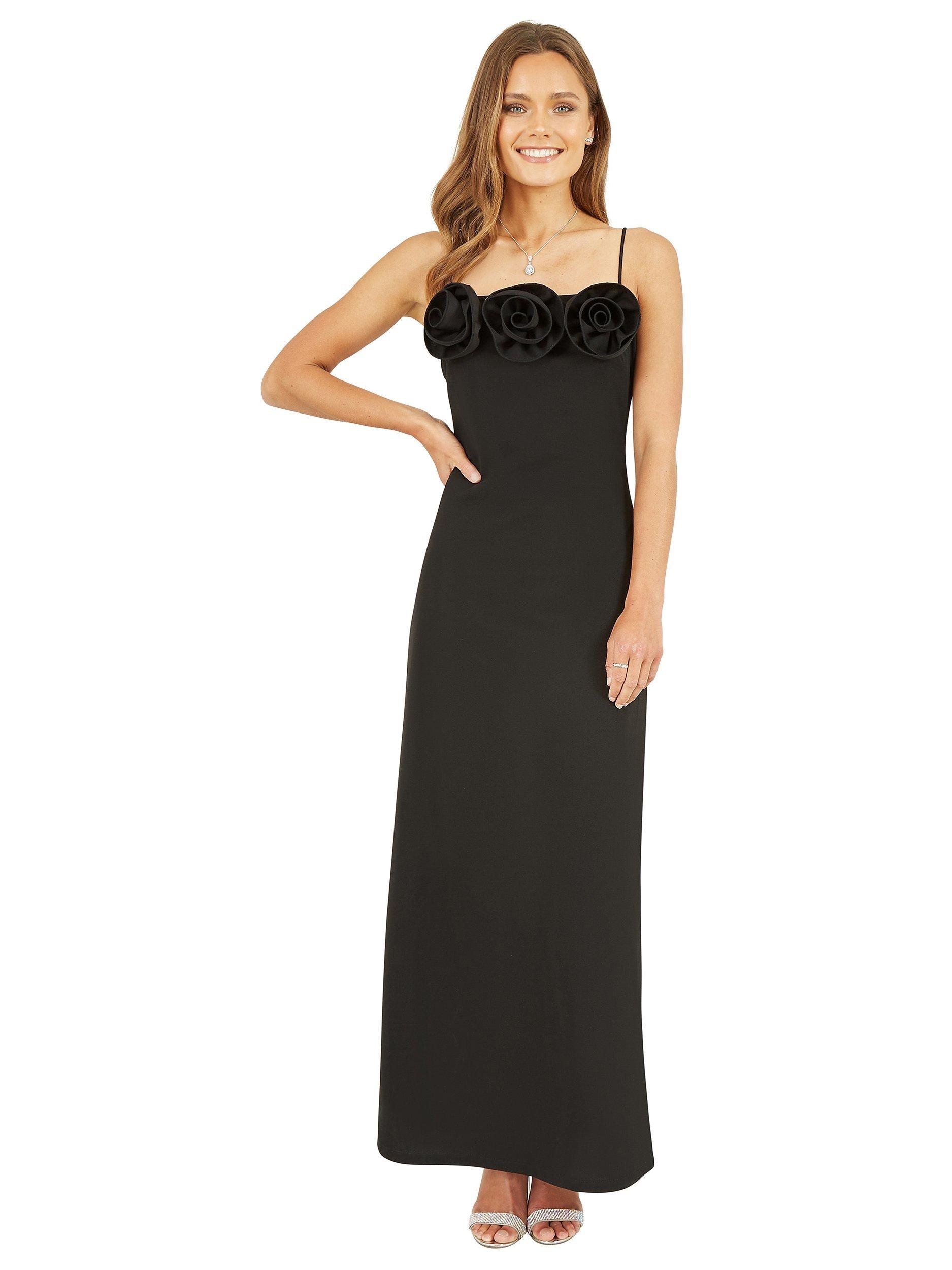 Yumi Mela London Rose Strappy Maxi Dress Black