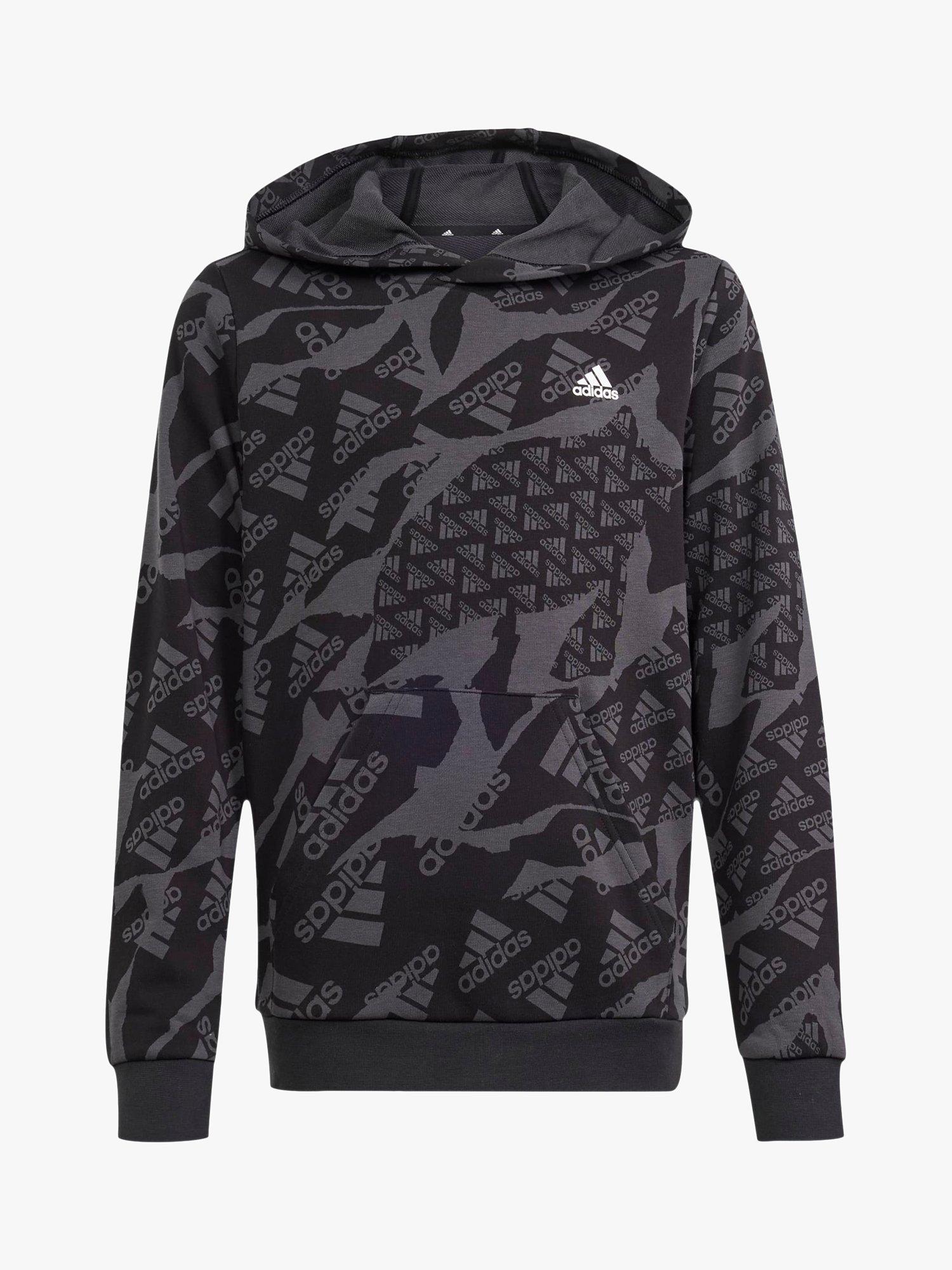 adidas Kids' J Camouflage Print Hoodie, Camo/Black