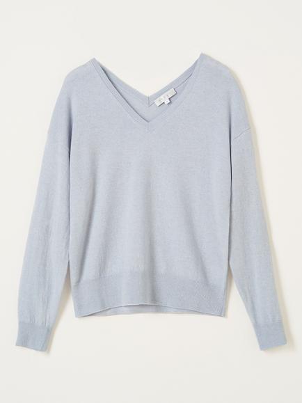 Truly V-Neck Wool Cashmere Blend Jumper, Blue