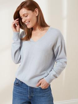 Truly V-Neck Wool Cashmere Blend Jumper - view 2, Blue