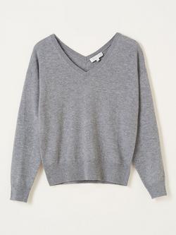 Truly V-Neck Wool Cashmere Blend Jumper, Grey