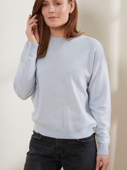 Truly Round Neck Wool Cashmere Blend Jumper - view 2, Blue