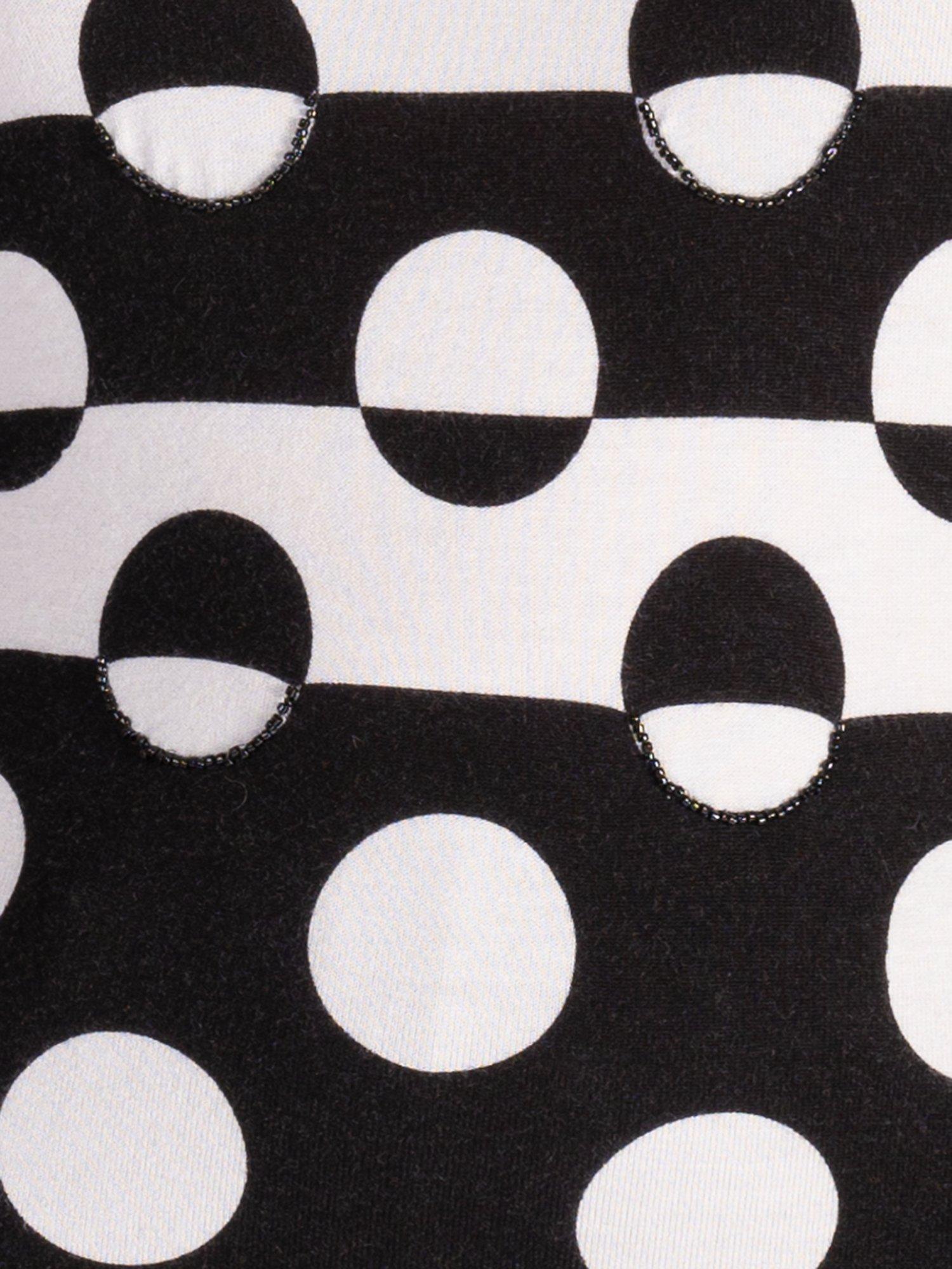 Product image 6 of 6, which shows chesca Monochrome Geometric Beaded Trim Top, Black/White, 12-14