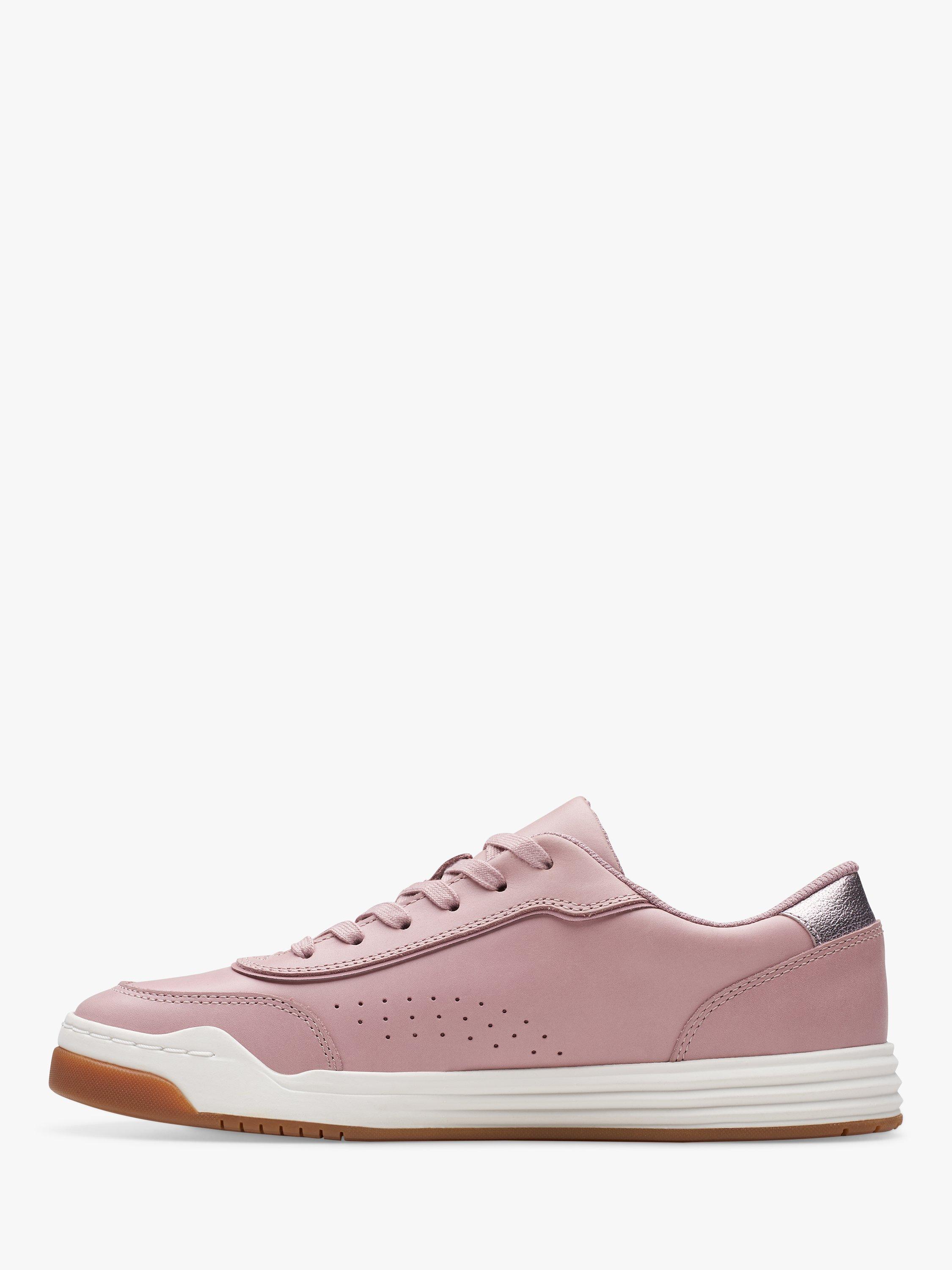 Product image 2 of 7, which shows Clarks Kids' Urban Solo Leather Lace Up Trainers, Dusty Pink, 2