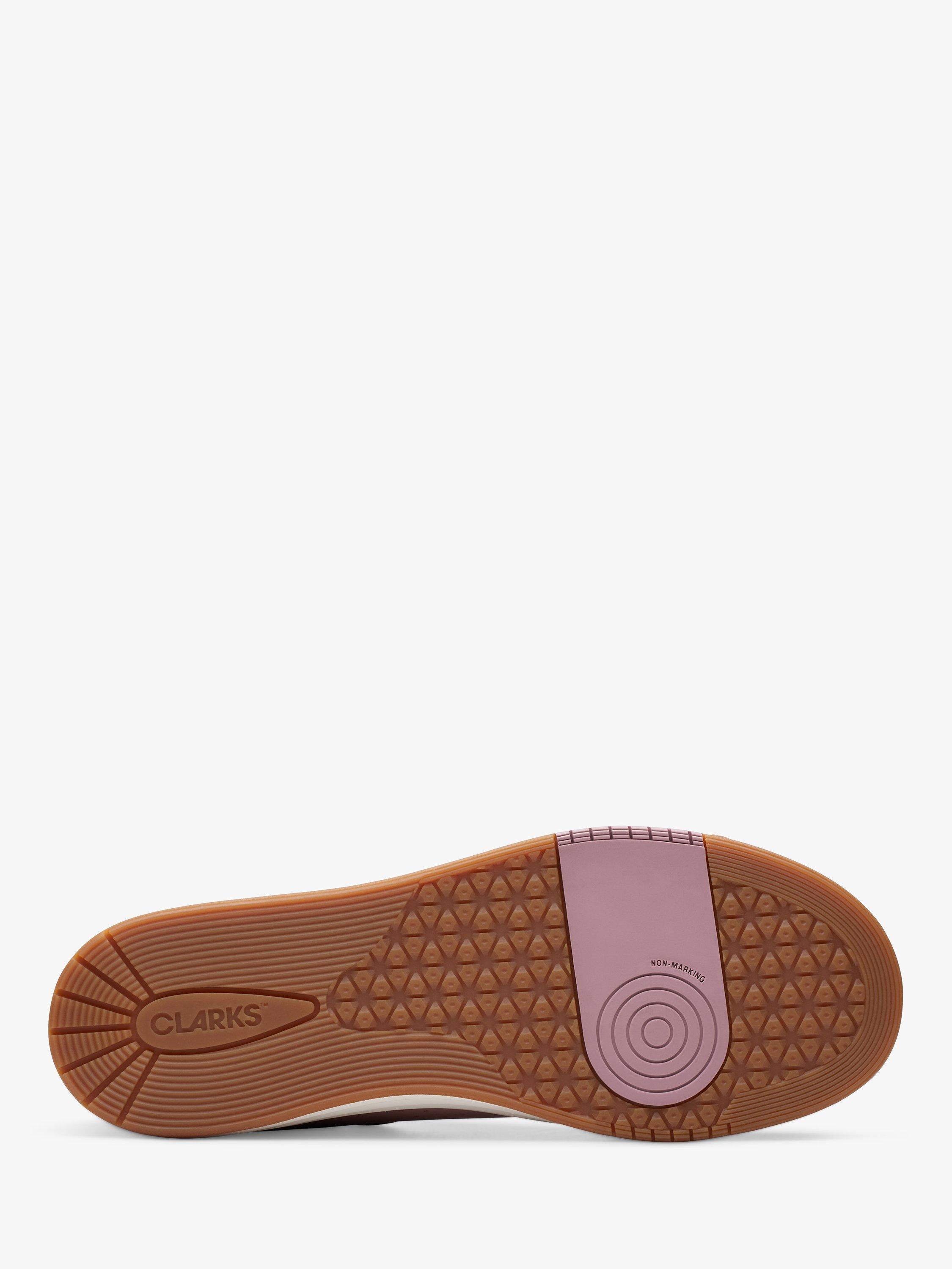 Product image 3 of 7, which shows Clarks Kids' Urban Solo Leather Lace Up Trainers, Dusty Pink, 2