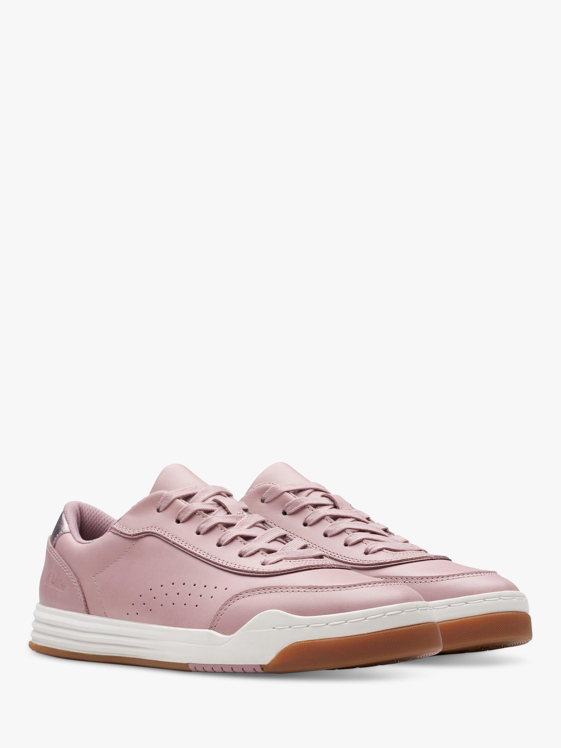 Product image 4 of 7, which shows Clarks Kids' Urban Solo Leather Lace Up Trainers, Dusty Pink, 2