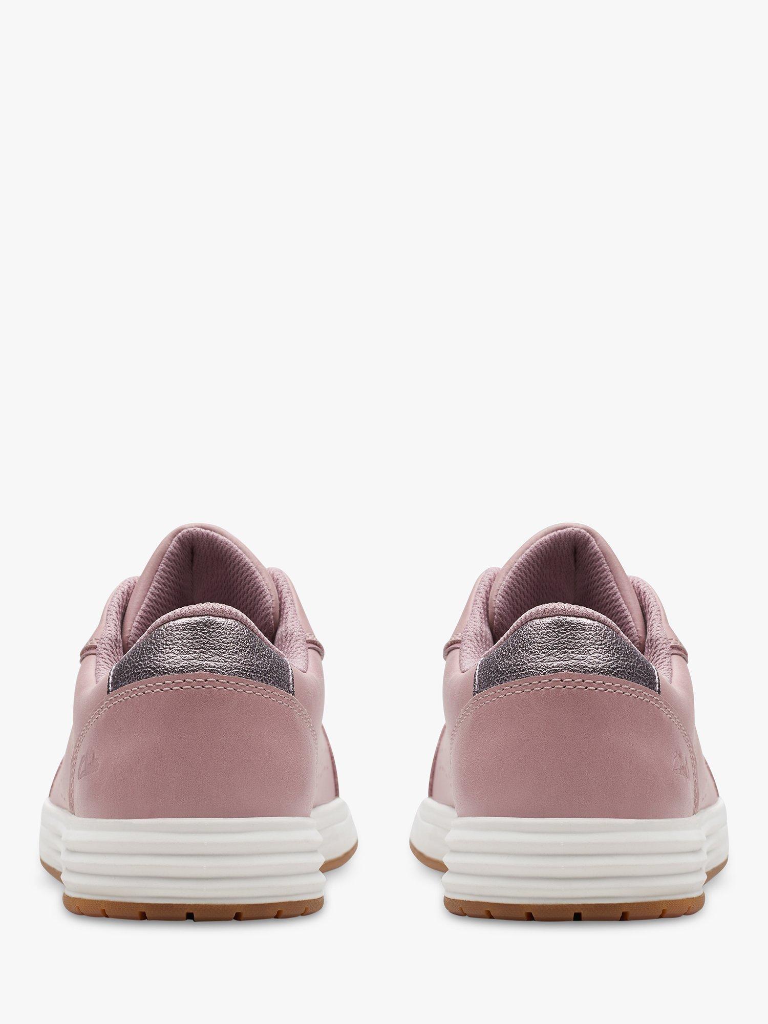 Product image 5 of 7, which shows Clarks Kids' Urban Solo Leather Lace Up Trainers, Dusty Pink, 2