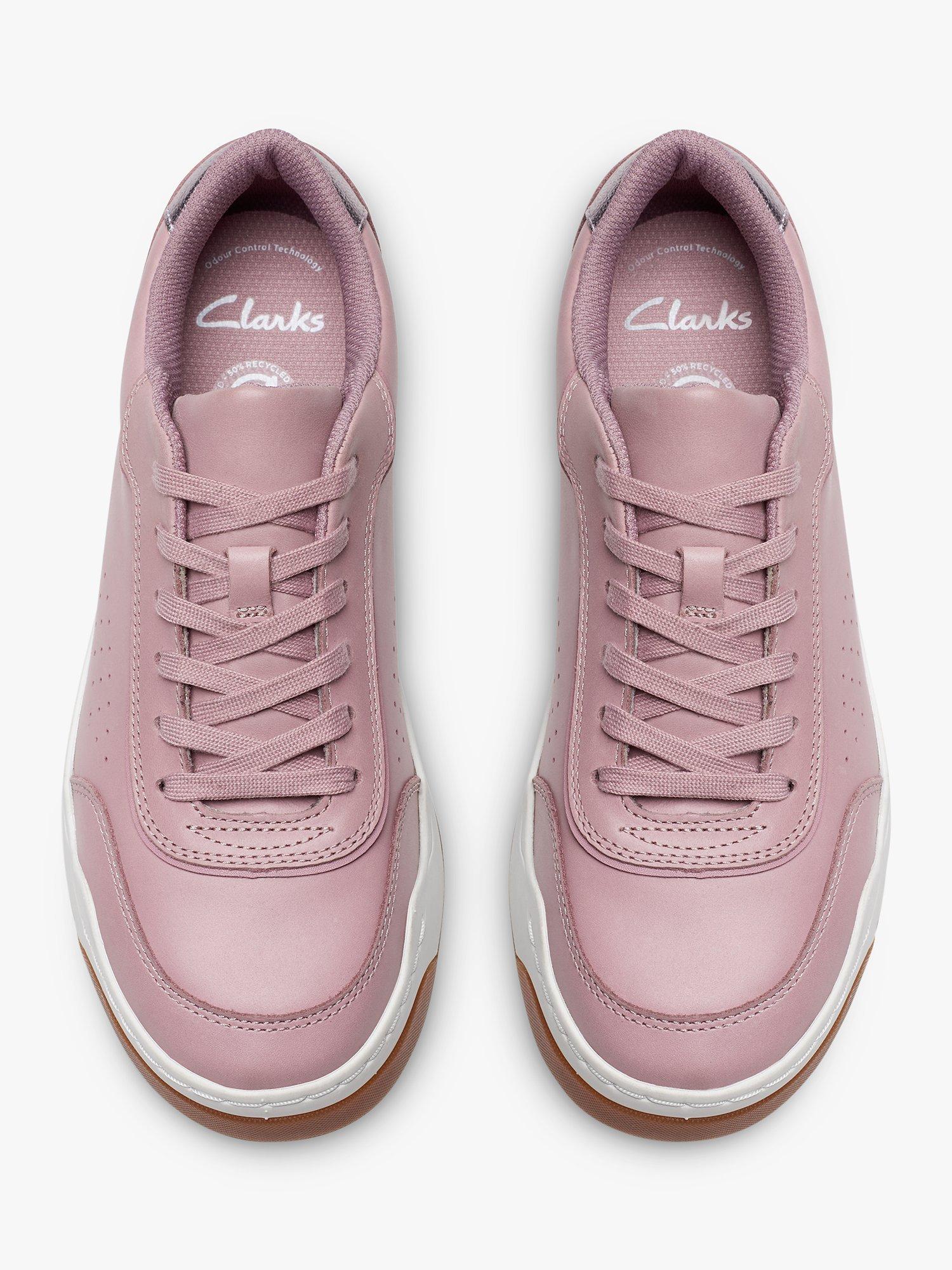 Product image 6 of 7, which shows Clarks Kids' Urban Solo Leather Lace Up Trainers, Dusty Pink, 2