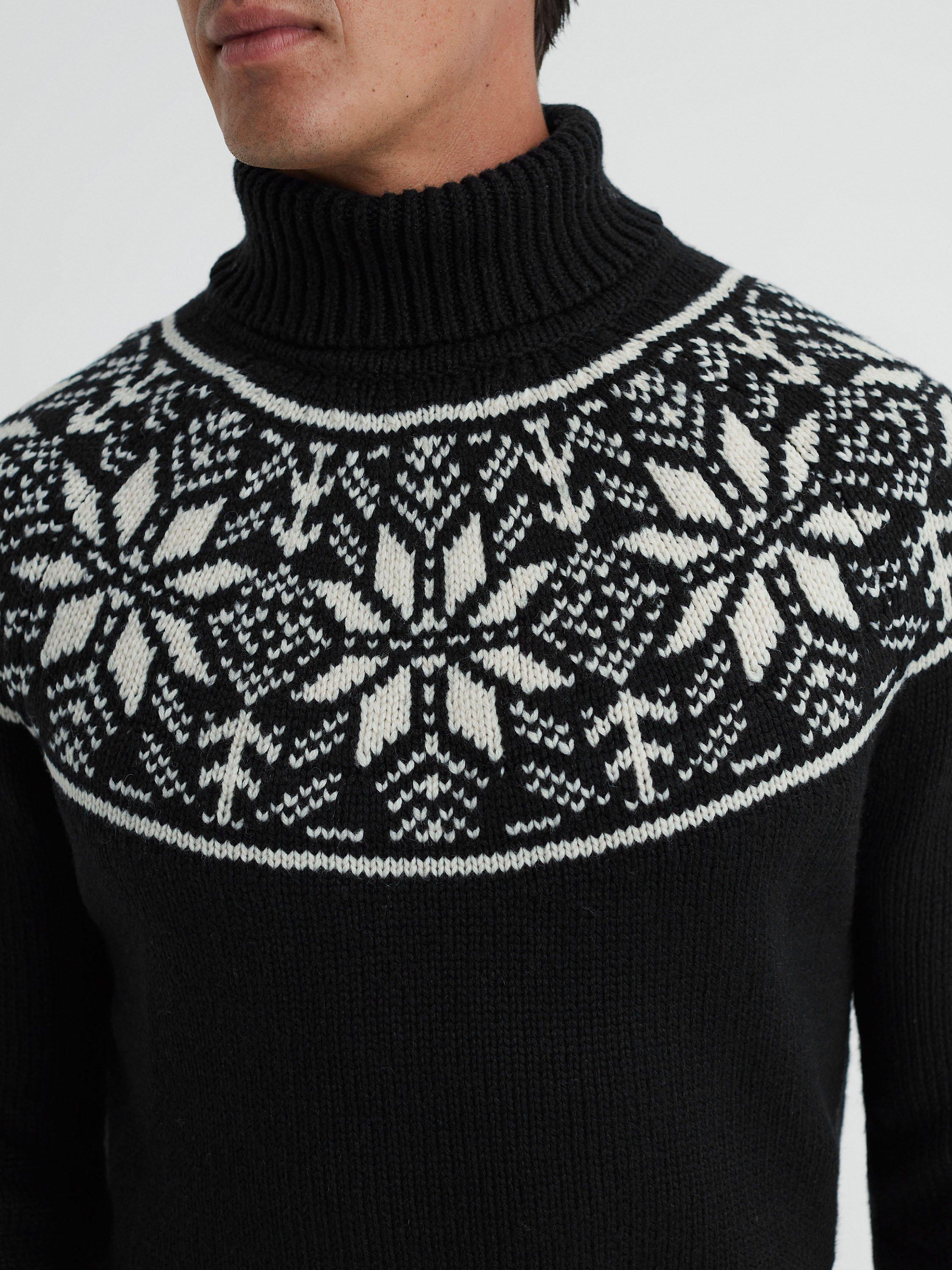 Reiss Abbotsford Long Sleeve Jumper, Black/White